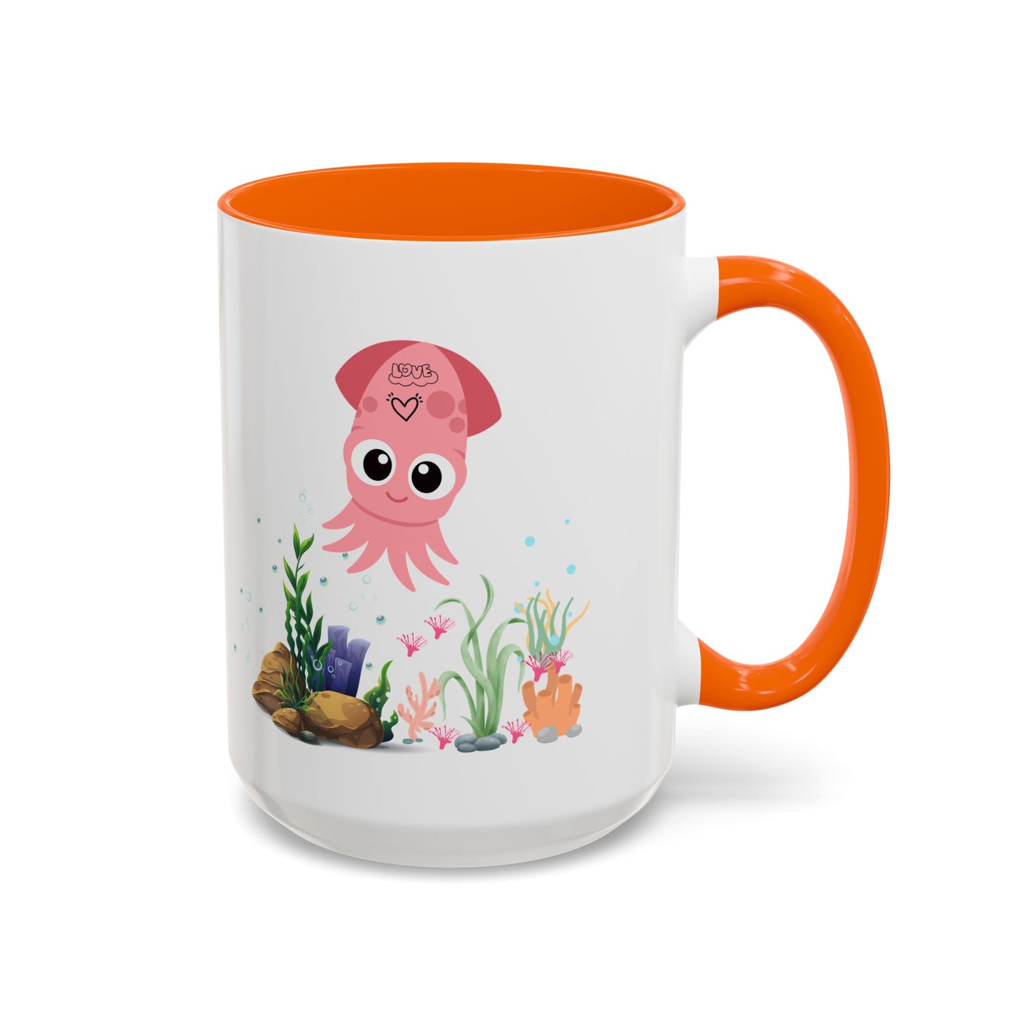 Pink squid cartoon with love Coffee Mug