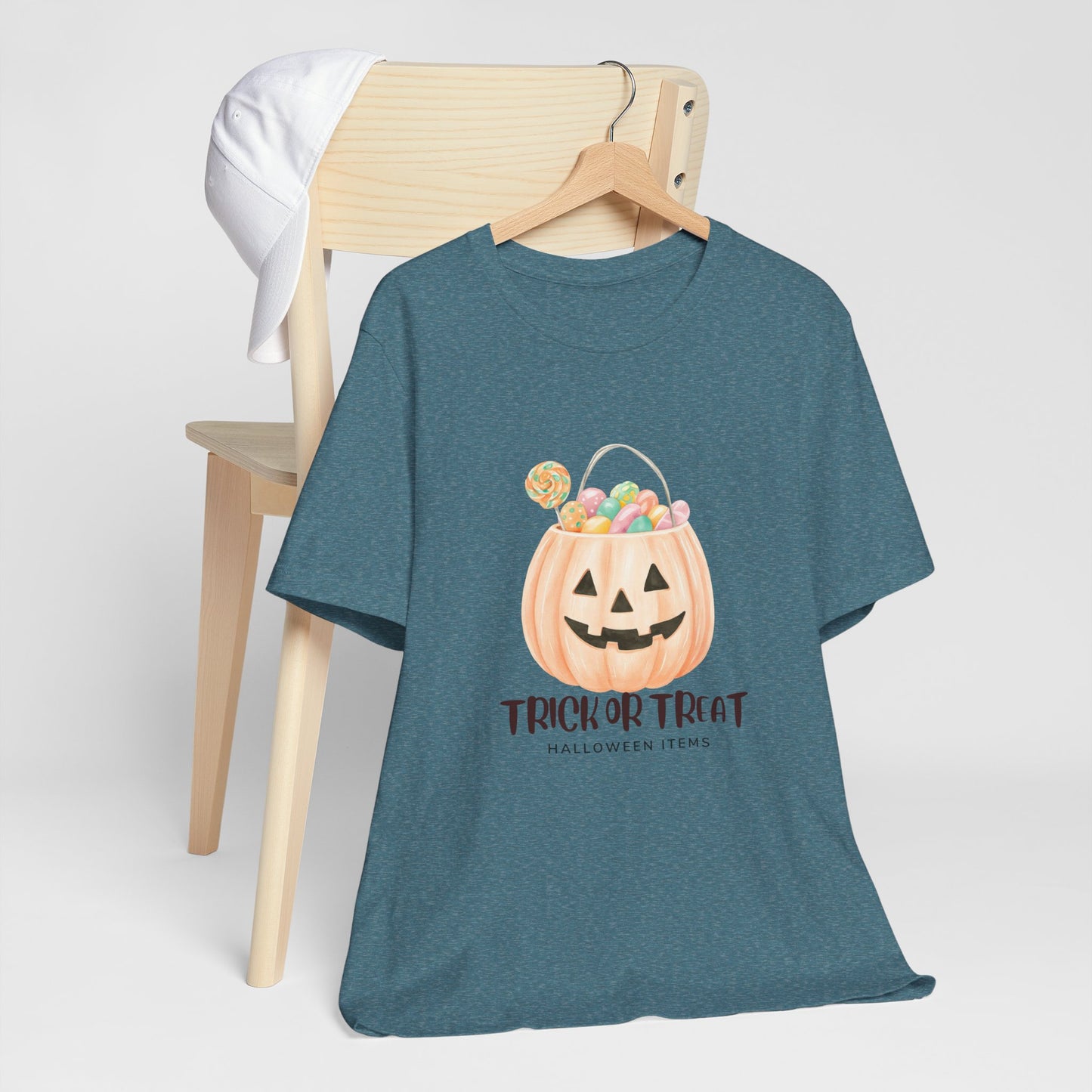 Halloween Trick or Treat T-Shirt, Unisex Graphic Tee, Fall Wardrobe Addition, Perfect for Halloween Parties, Spooky Season Wear