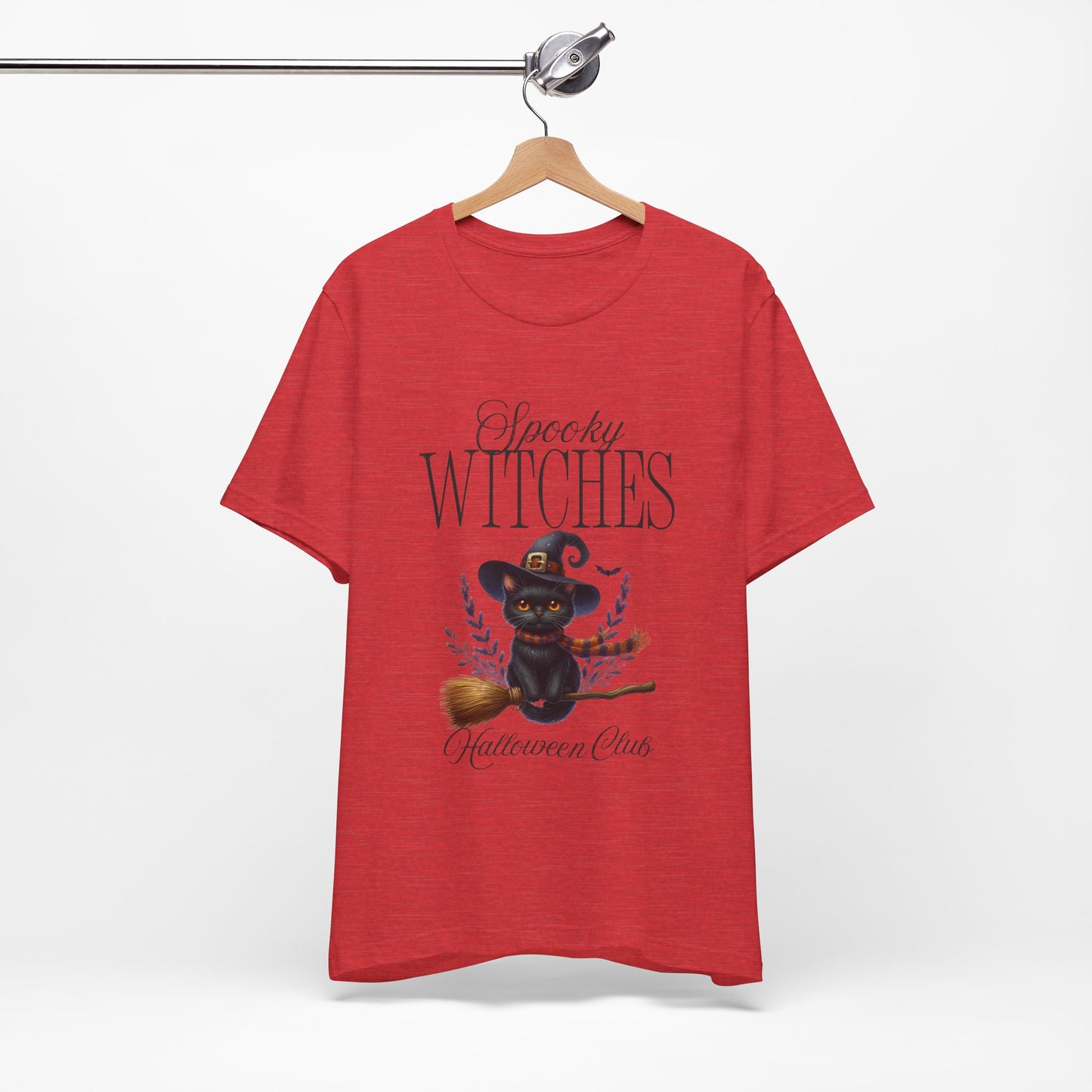 Spooky Witches Halloween Tee, Unisex Short Sleeve Shirt, Witch T-Shirt, Halloween Costume Top, Cat Lovers Gift, Fall Fashion