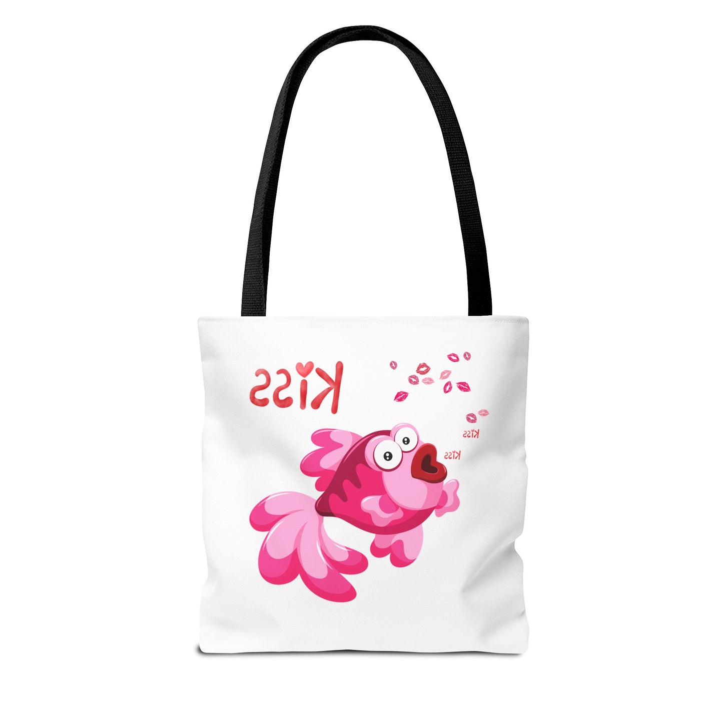 Pink fish with open mouth and kiss Tote Bag