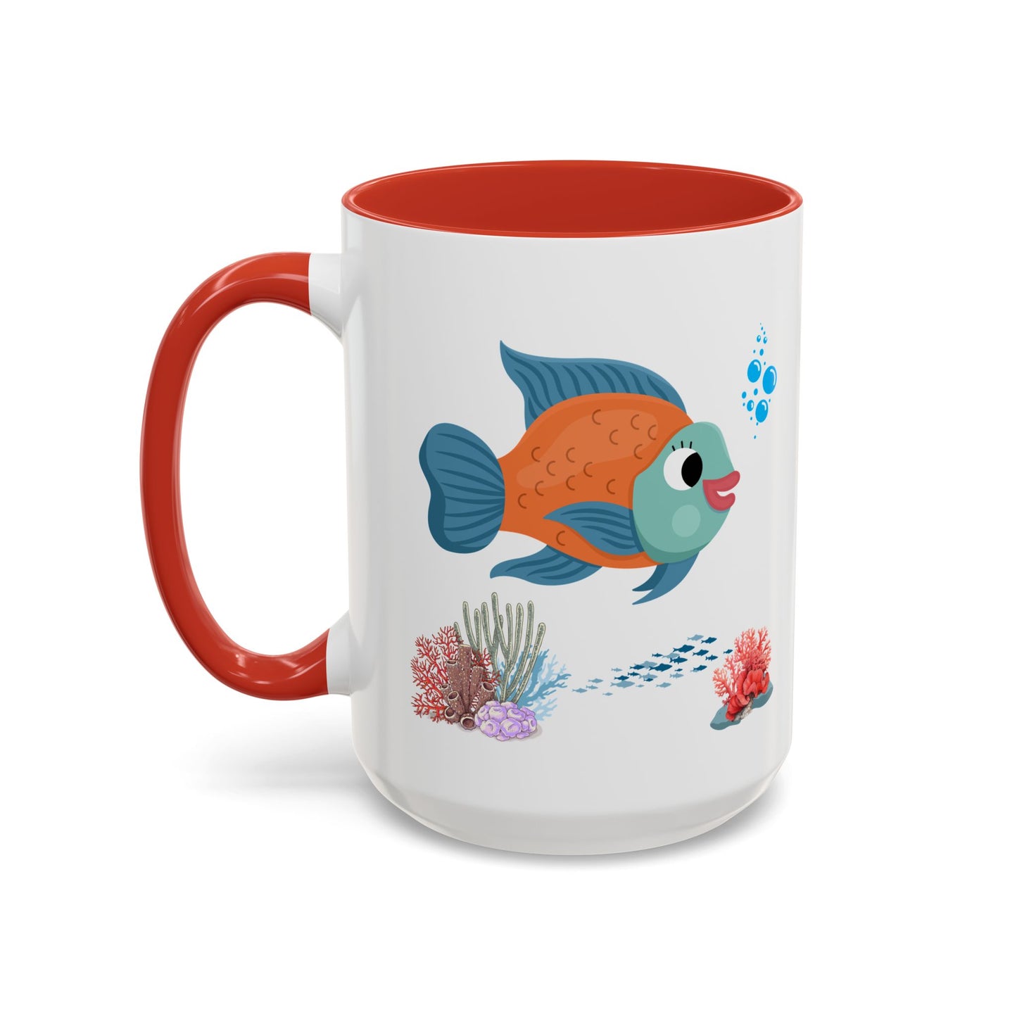 Orange and blue fish with coral and bubble Coffee Mug