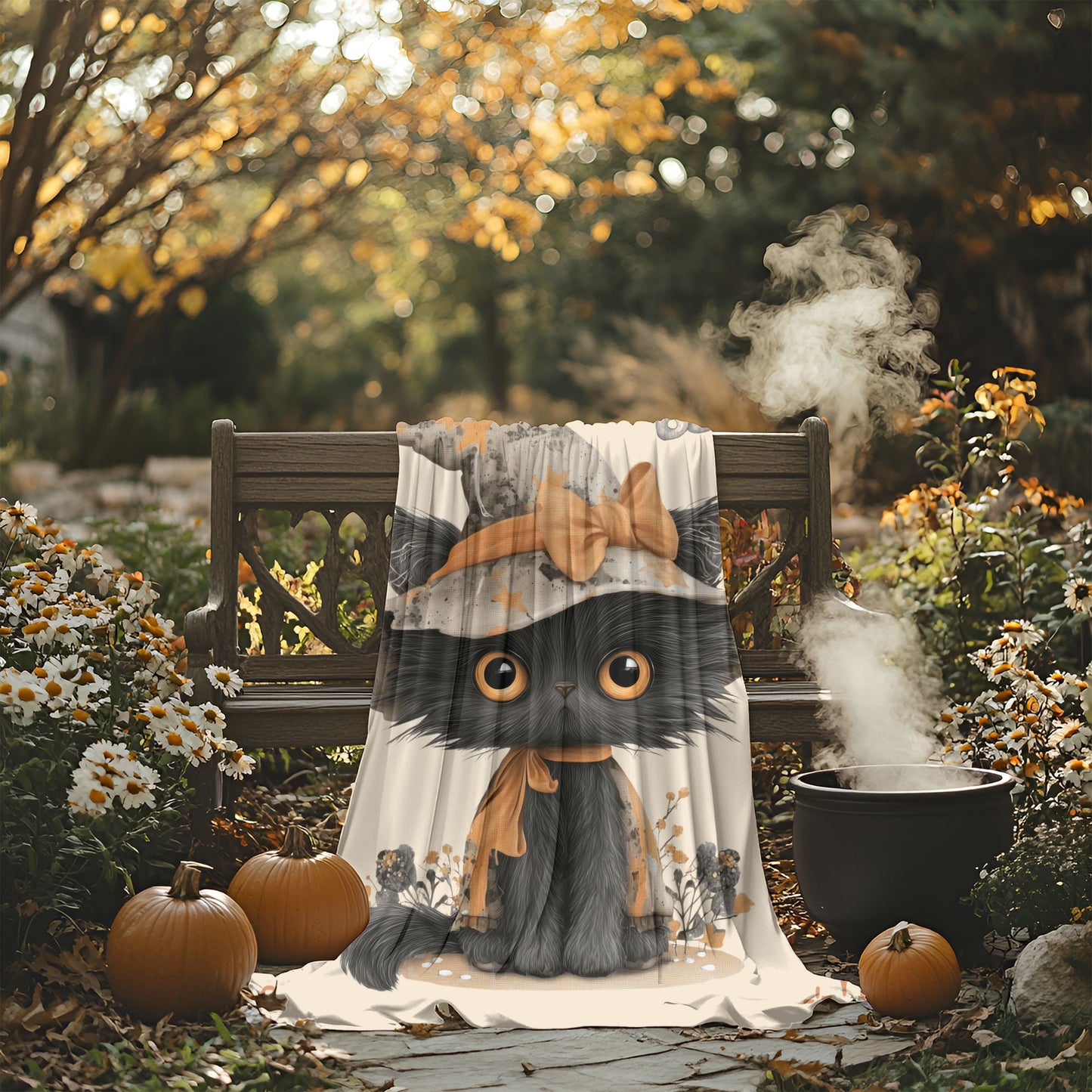 Cozy Cat-Themed Velveteen Plush Blanket - Warm Gift for Cat Lovers, Halloween Decor, Soft Throw for Comfort, Versatile Home Accessory