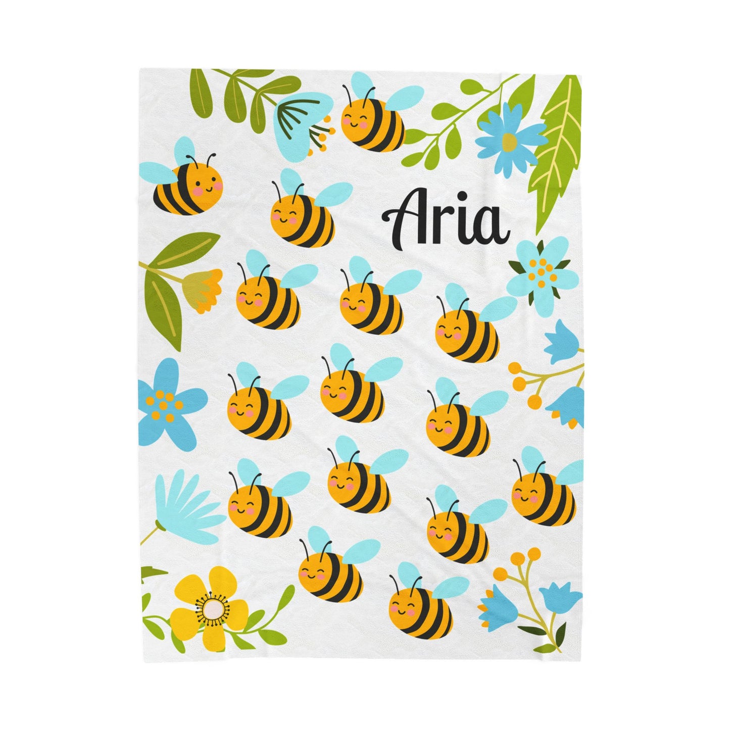 Personalized Bee-Themed Velveteen Plush Blanket, Cozy Throw for Kids, Nursery Decor, Baby Shower Gift, Children's Room