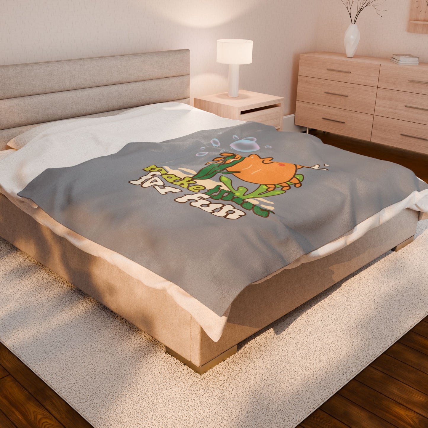 Cartoon crab lllusstration promoting joy and playfulness Velveteen Plush Blanket