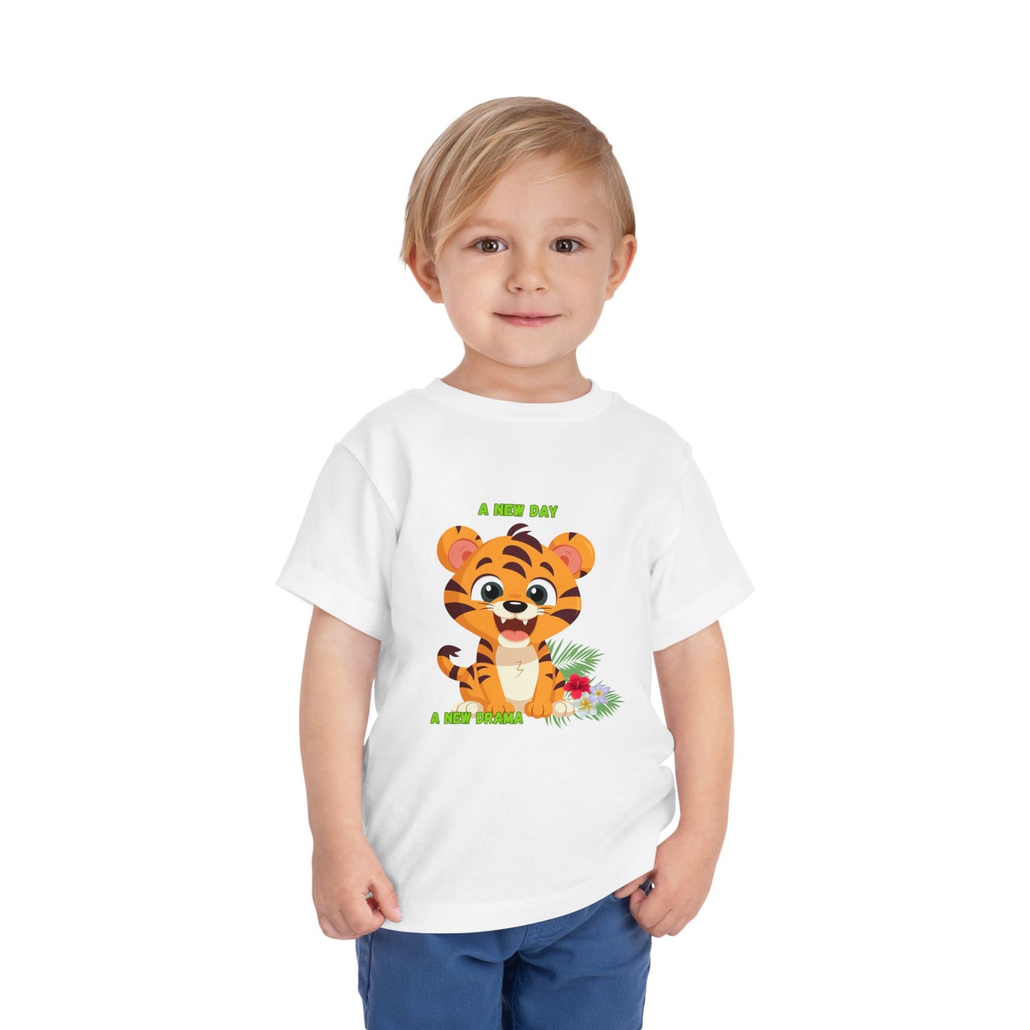 Adorable Toddler Tiger Tee, Cute Animal Tee for Kids, Birthday Gift, Playtime Shirt, Baby Shower Gift, A New Day A New Cheer