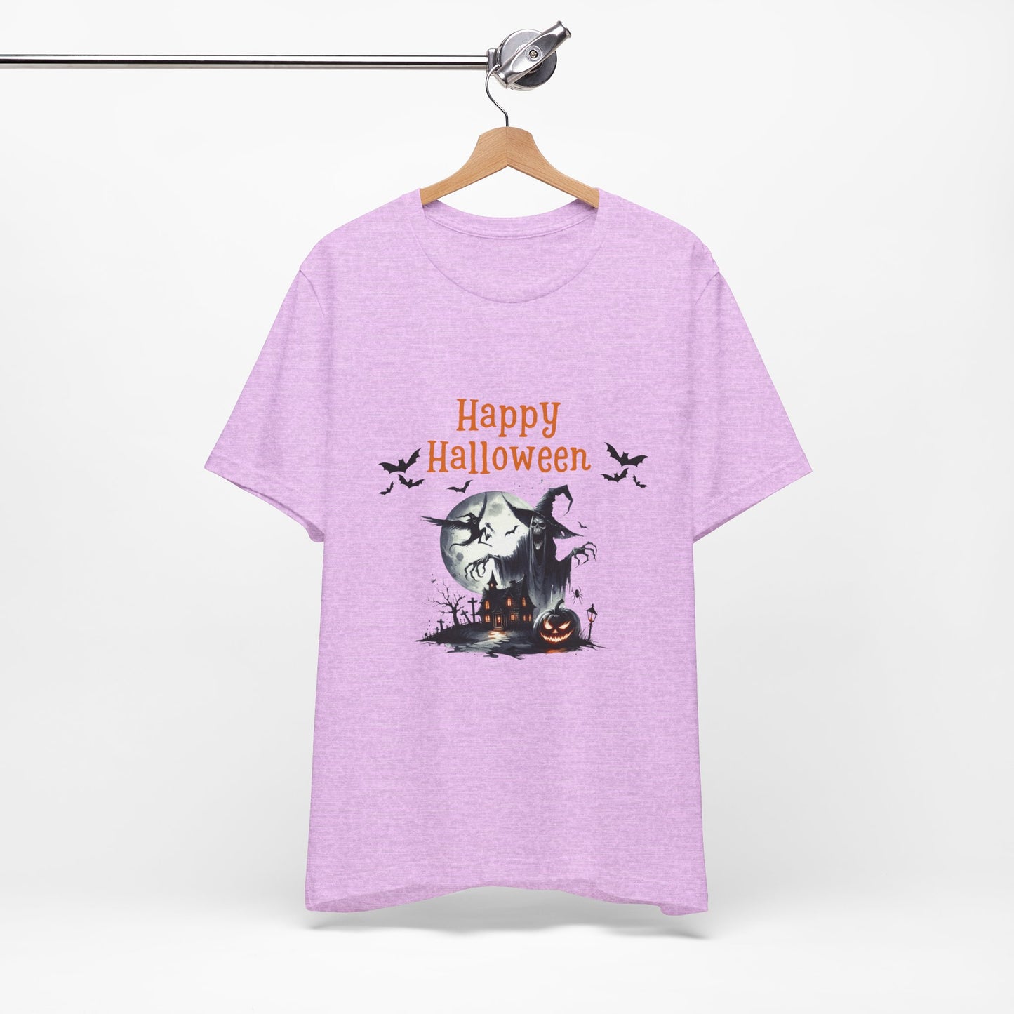 Happy Halloween Unisex Tee, Spooky T-Shirt, Halloween Gift, Fall Wardrobe Essential, Ghosts and Ghouls Vibe