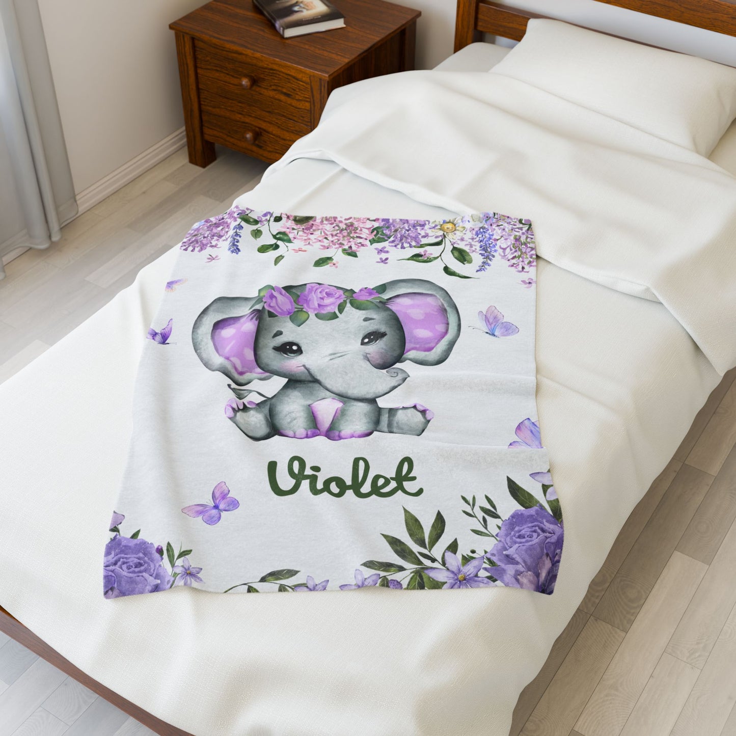 Adorable Elephant Plush Blanket for Kids, Personalized Baby Blanket, Nursery Decor, Soft Comfy Gifts, Toddler Comforter