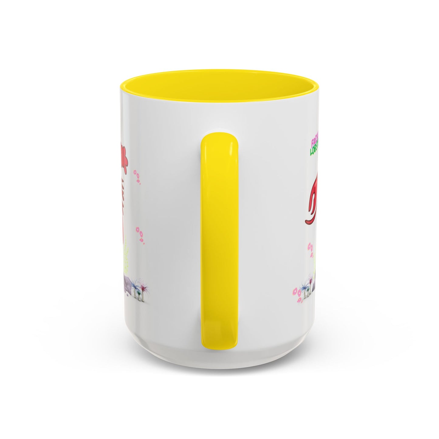 Friendly red lobster big eyes and yellow strip Coffee Mug
