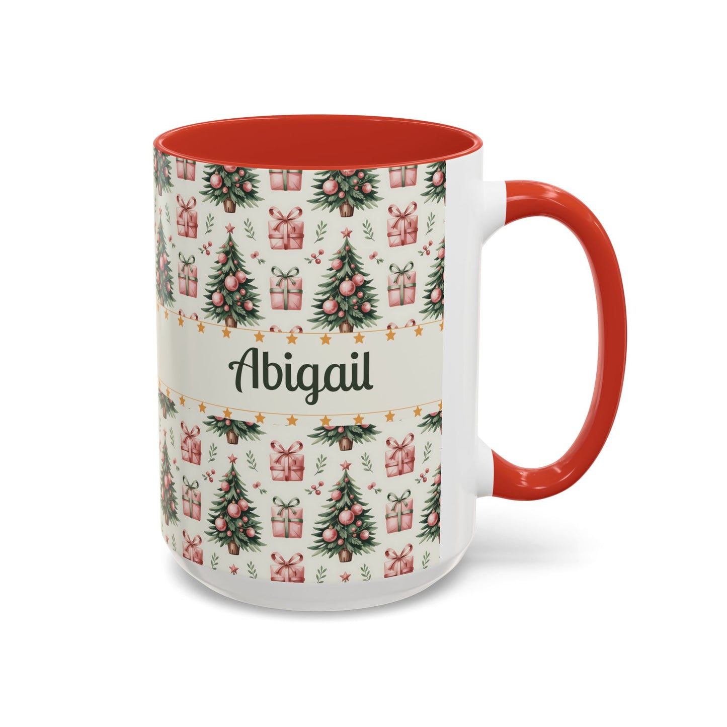 Personalized Christmas Accent Coffee Mug - Holiday Gift, Custom Name Mug, Festive Drinkware, Winter Celebrations, Home Decor