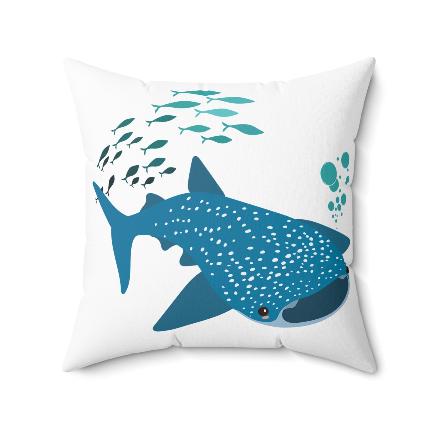 Whale Shark school of fish and buddles Spun Polyester Square Pillow