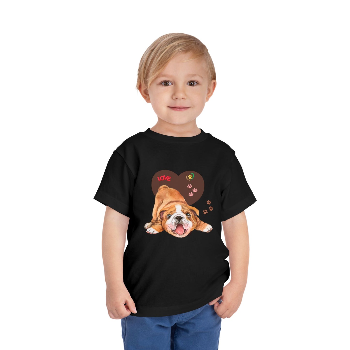 Bulldog Love Toddler Tee - Cute Dog Shirt, Baby Gift, Pet Lover Apparel, Kids Summer Style, Adorable Animal Tee