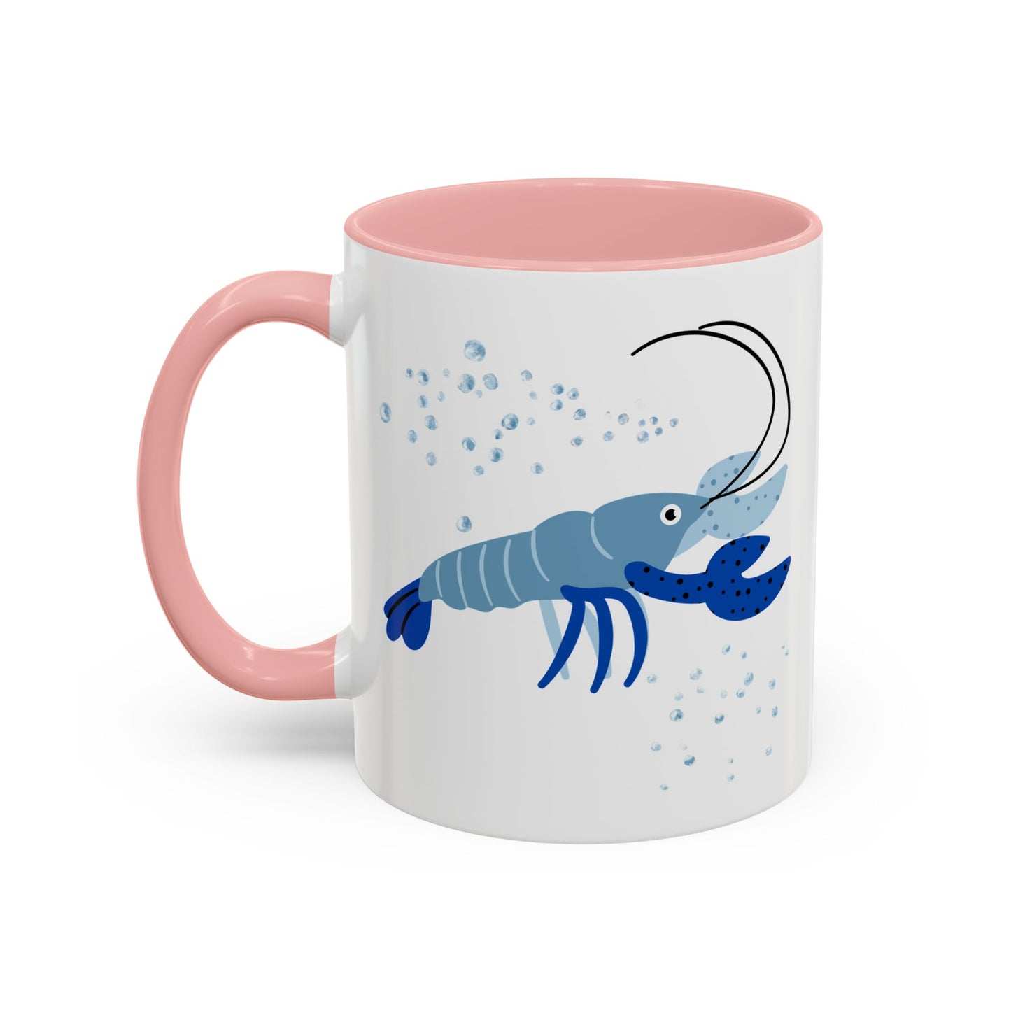 Blue shrimp with dark blue claws and bubbles Coffee Mug