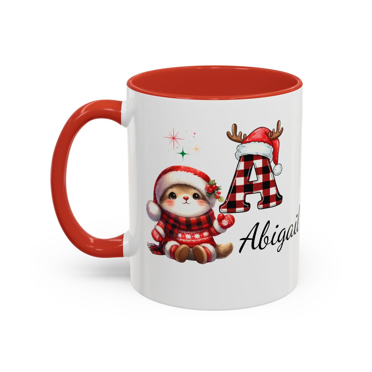 Festive Personalized Coffee Mug, Holiday Gift for Coffee Lovers, Custom Name Mug, Cute Animal Design, Perfect for Christmas