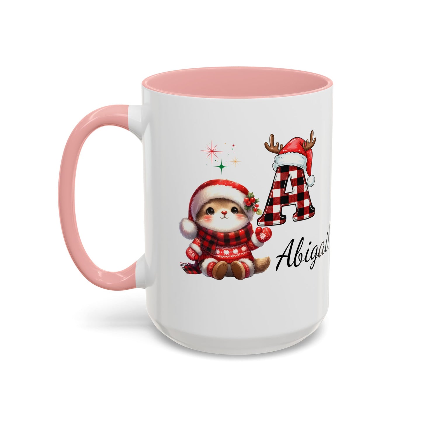 Festive Personalized Coffee Mug, Holiday Gift for Coffee Lovers, Custom Name Mug, Cute Animal Design, Perfect for Christmas