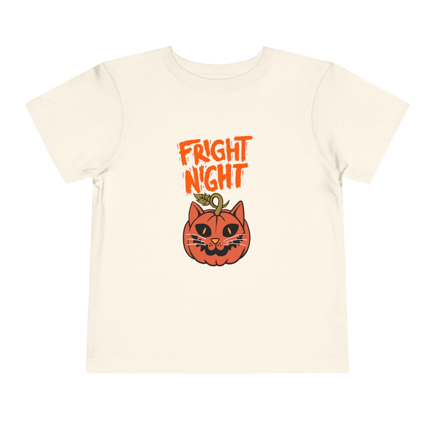 Cute Halloween Toddler Tee, 'Fright Night' Shirt, Kids Halloween Costume Top, Pumpkin Cat Graphic Tee, Spooky Toddler Outfit