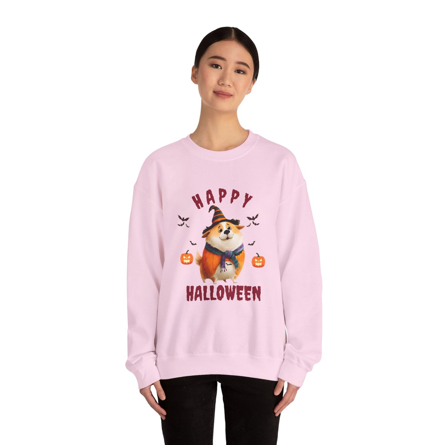 Happy Halloween Dog Sweatshirt, Cozy Fall Attire, Pet Halloween Apparel, Unisex Crewneck, Perfect for Halloween Parties, Fall Fashion