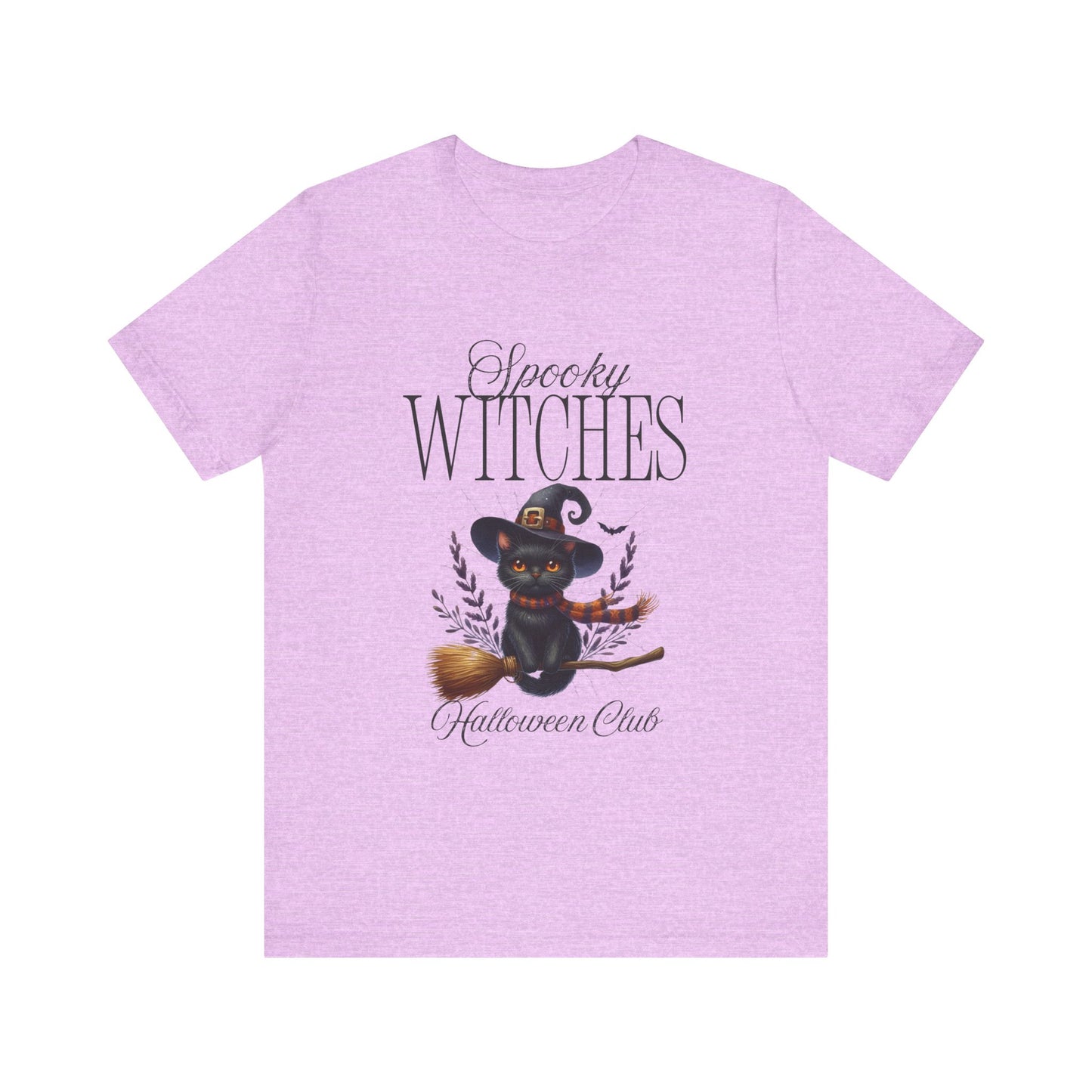 Spooky Witches Halloween Tee, Unisex Short Sleeve Shirt, Witch T-Shirt, Halloween Costume Top, Cat Lovers Gift, Fall Fashion
