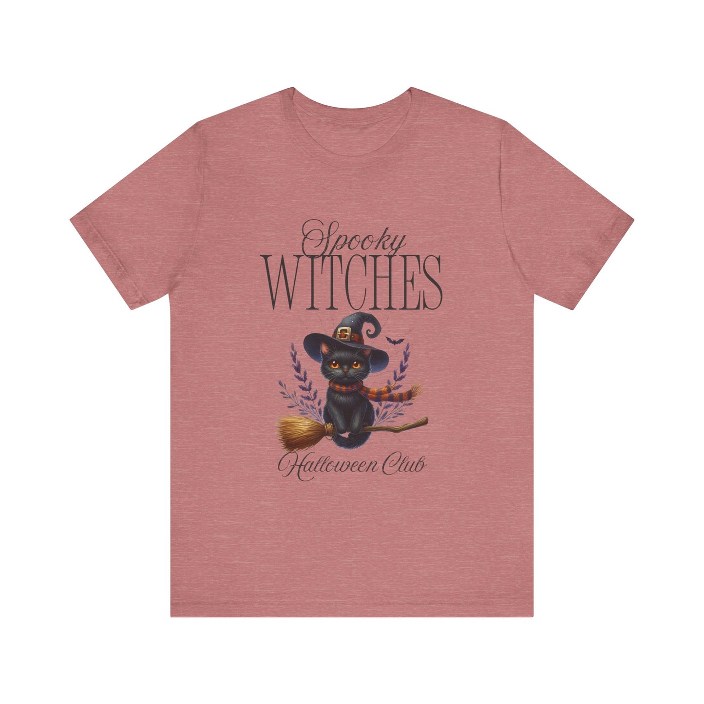 Spooky Witches Halloween Tee, Unisex Short Sleeve Shirt, Witch T-Shirt, Halloween Costume Top, Cat Lovers Gift, Fall Fashion