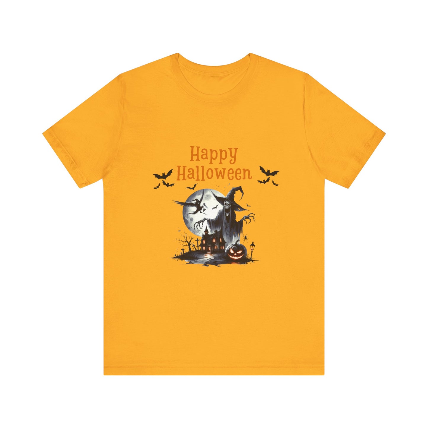 Happy Halloween Unisex Tee, Spooky T-Shirt, Halloween Gift, Fall Wardrobe Essential, Ghosts and Ghouls Vibe