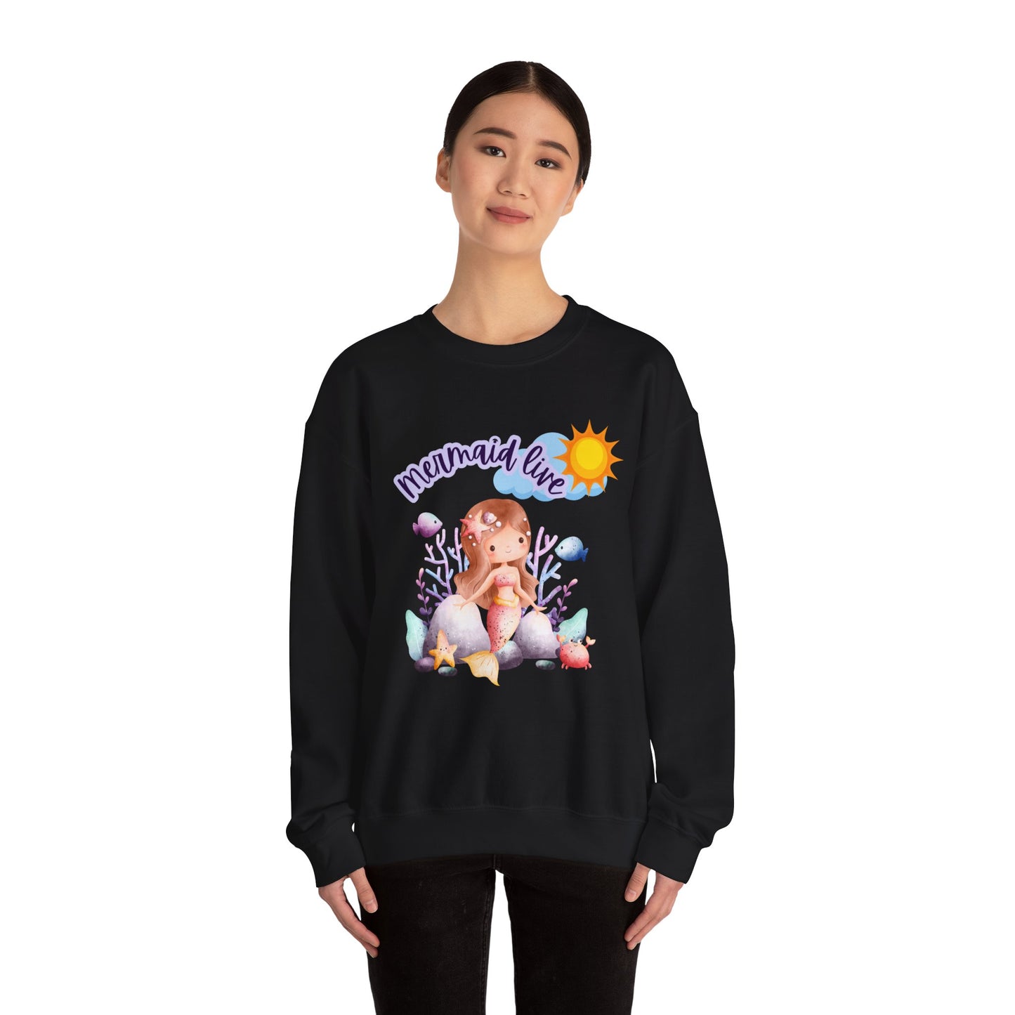 Mermaid Vibes Crewneck Sweatshirt | Cozy Gift for Sea Lovers, Beach Days, Casual Wear, Birthday, Summer