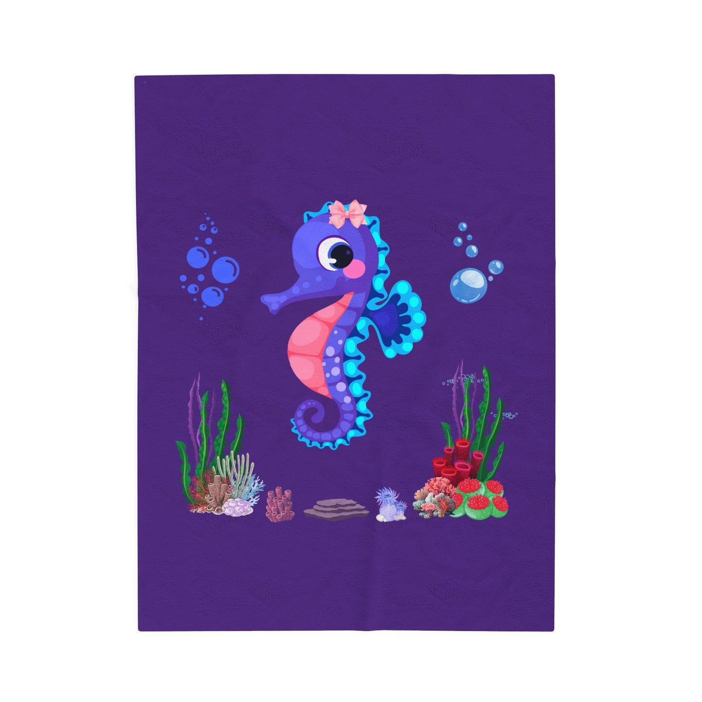 Seahores playful under the sea Velveteen Plush Blanket
