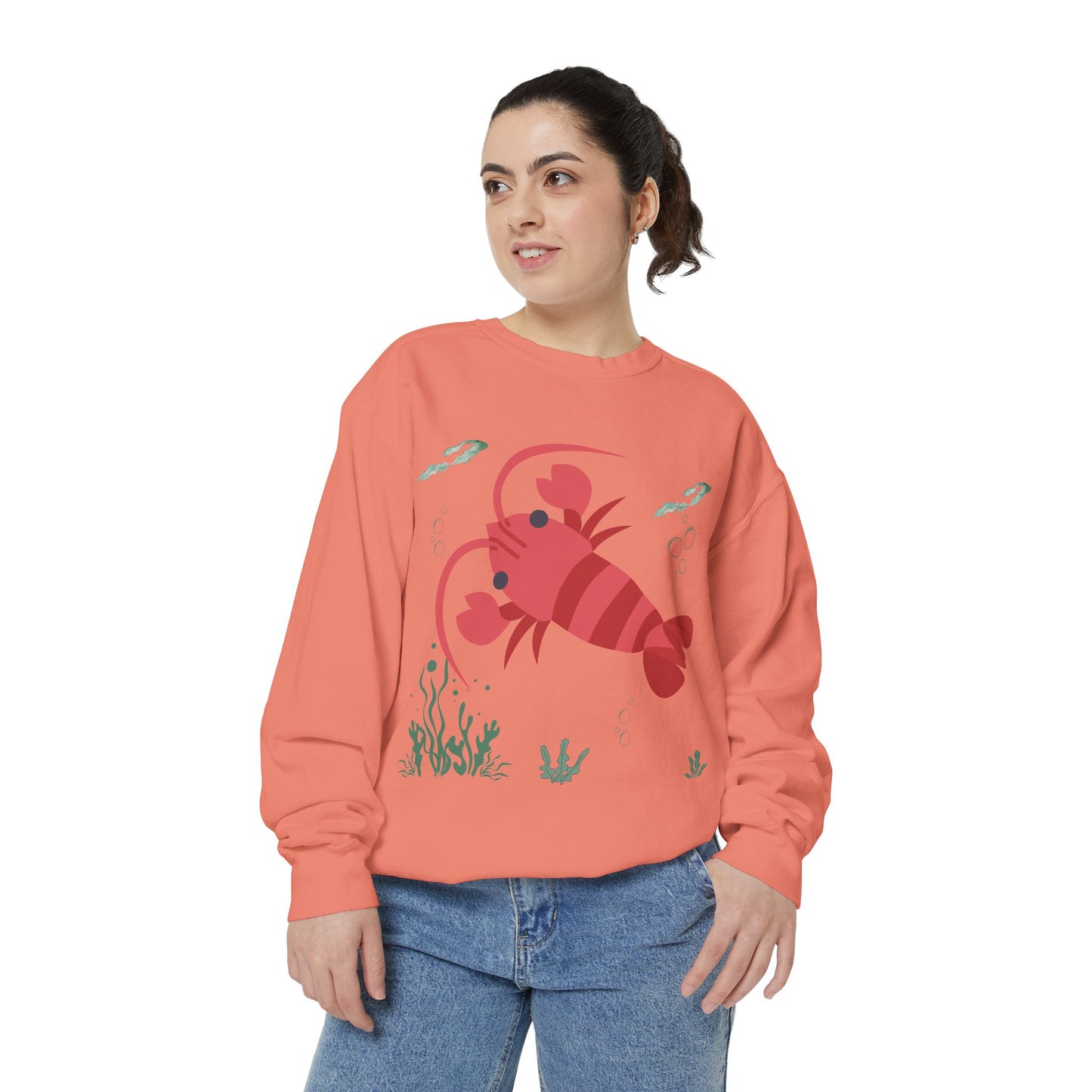 Red crayfish in an aquatic environment Unisex Garment-Dyed Sweatshirt