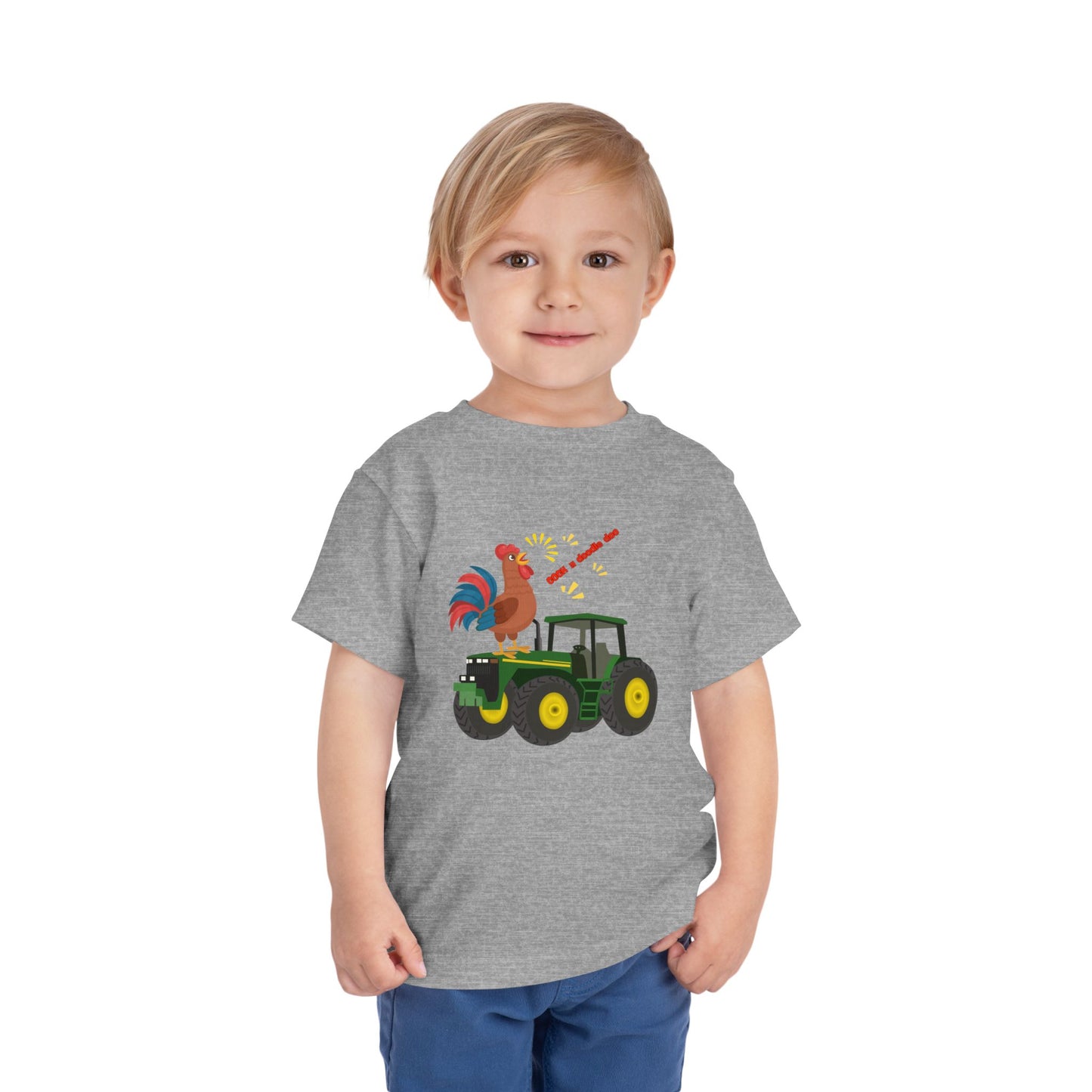 Rooster & Tractor Toddler Tee - Farm Animal Shirt, Cute Toddler Outfit, Birthday Gift, Kids Apparel, Farm Themed Clothing