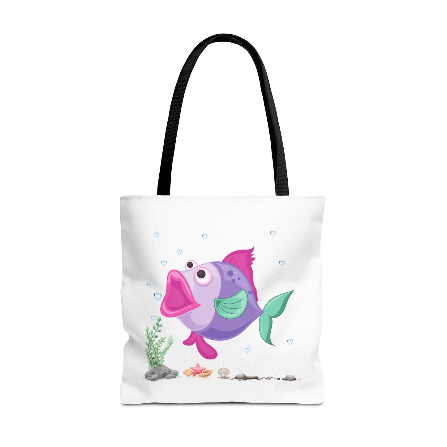 Fish with open mouth bubbles and underwater flora. Tote Bag