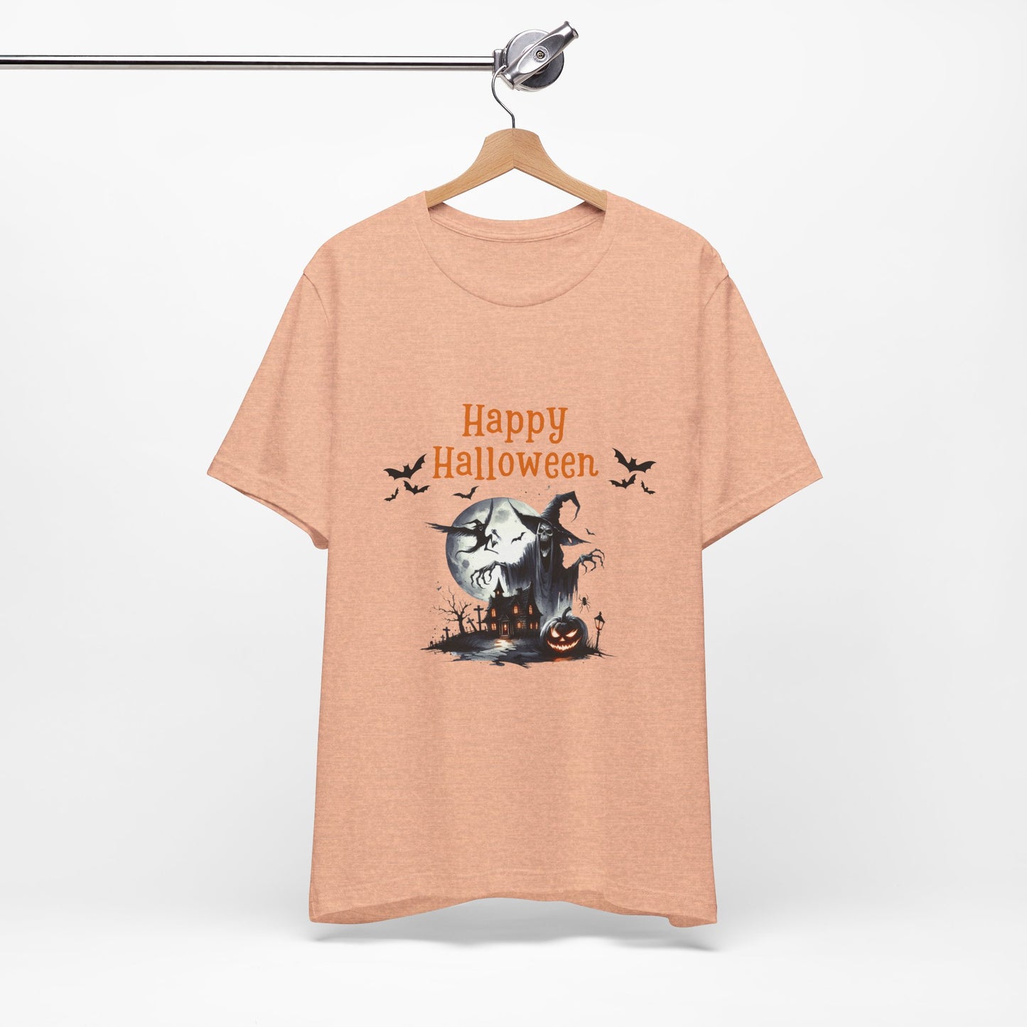 Happy Halloween Unisex Tee, Spooky T-Shirt, Halloween Gift, Fall Wardrobe Essential, Ghosts and Ghouls Vibe