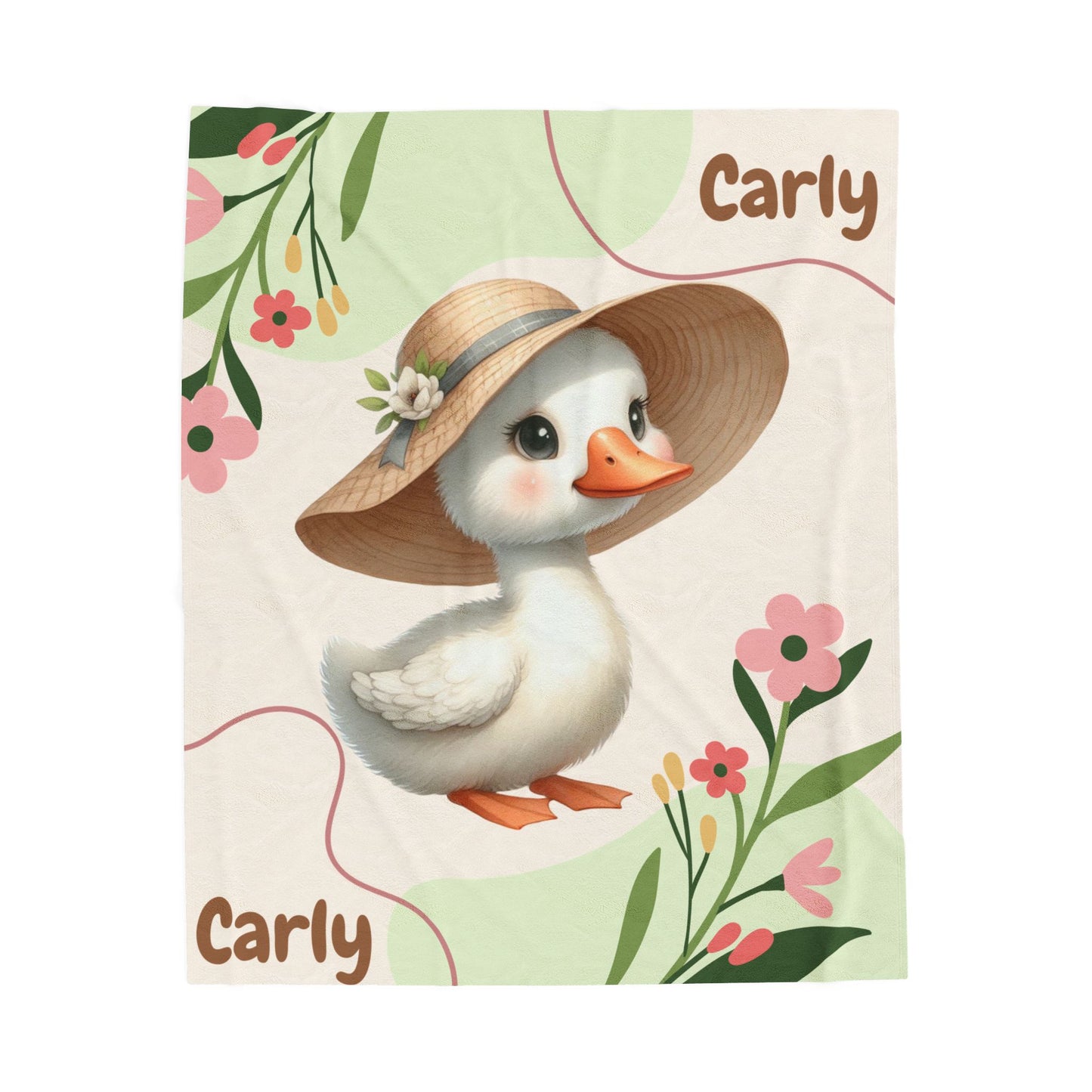 Personalized Velveteen Plush Blanket with Cute Duck Design, Cozy Throw for Kids, Nursery Decor, Birthday Gift, Baby Shower Gift