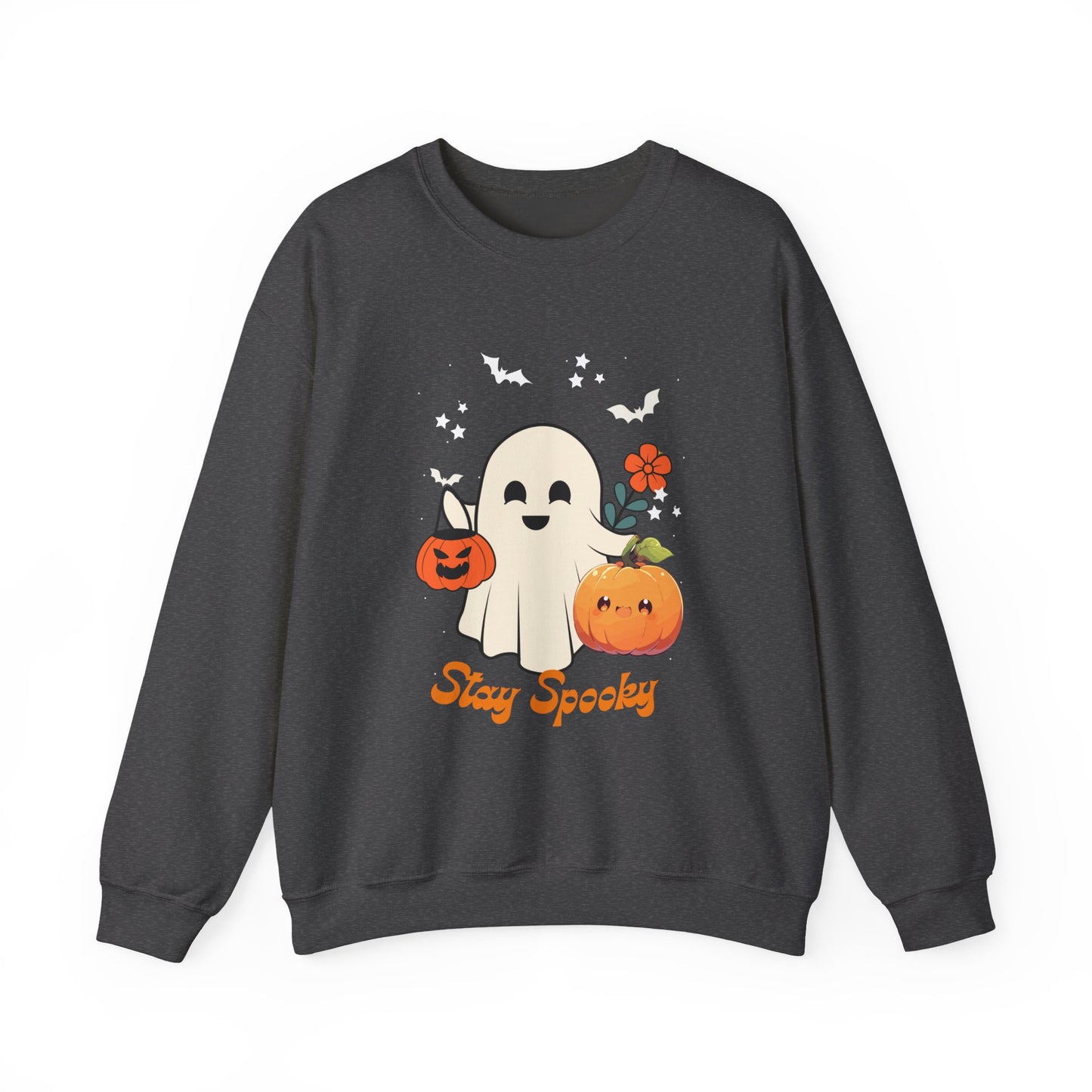Halloween Ghost Sweatshirt, Cozy Unisex Crewneck for Fall, Stay Spooky Sweatshirt, Perfect for Halloween, Autumn Wardrobe Essential