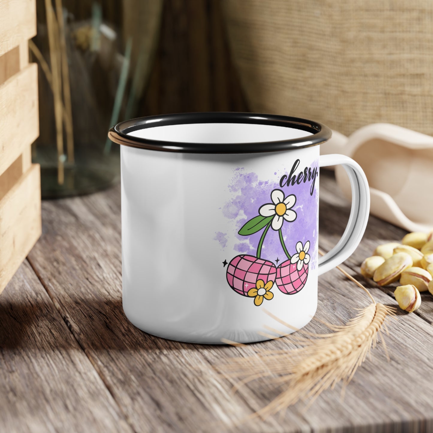 Cherry Blossom Enamel Camp Cup