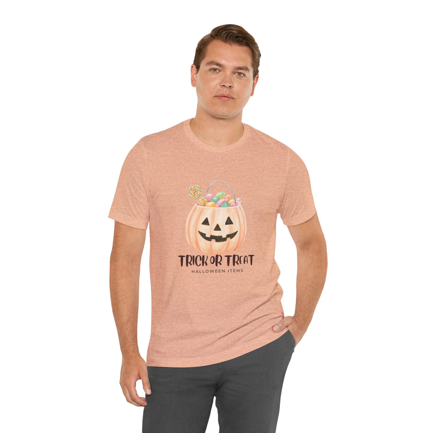 Halloween Trick or Treat T-Shirt, Unisex Graphic Tee, Fall Wardrobe Addition, Perfect for Halloween Parties, Spooky Season Wear