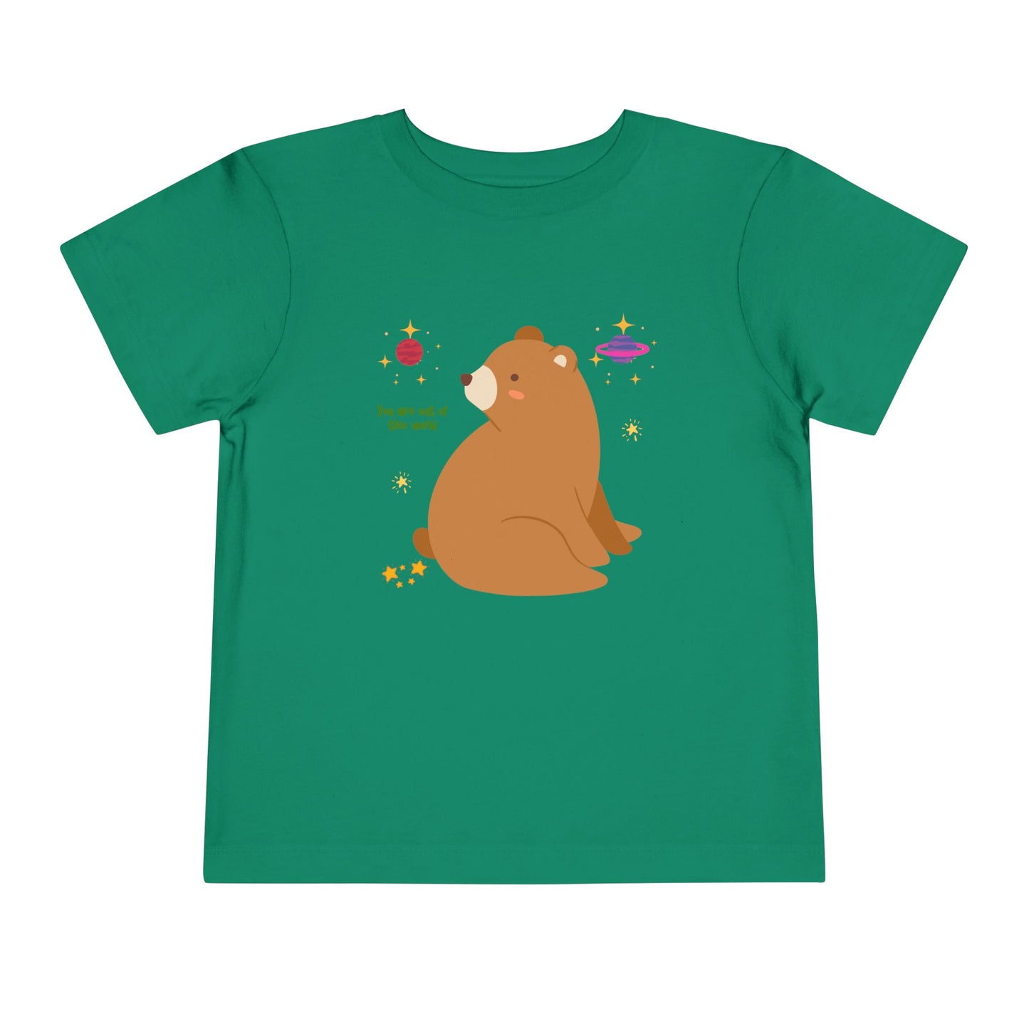 Cosmic Bear Toddler Tee, Cute Kids Shirt, Animal Graphic Tee, Playful Toddler Clothing, Gift for Birthdays, Space-Themed Apparel