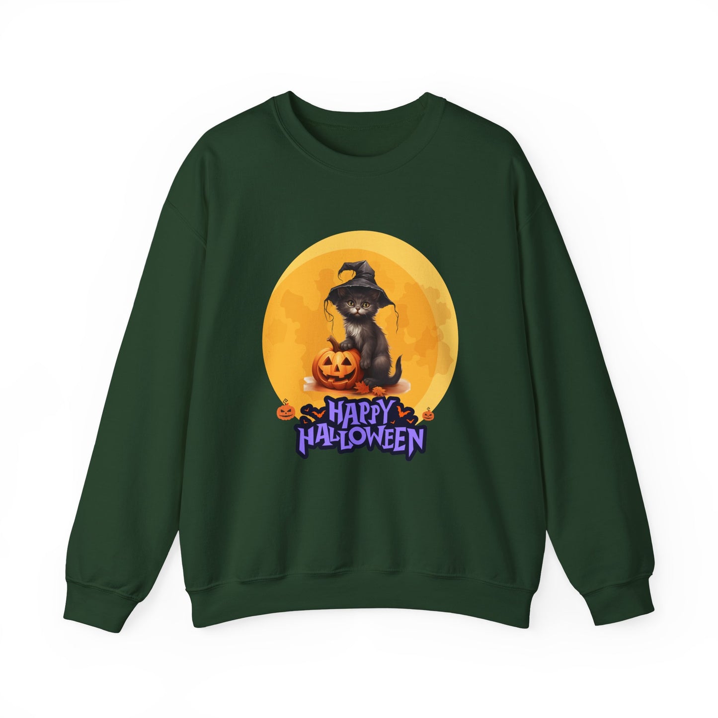 Halloween Cat Sweatshirt, Cozy Fall Sweater, Unisex Crewneck, Perfect for Halloween, Pet Lover Gift, Spooky Season Apparel
