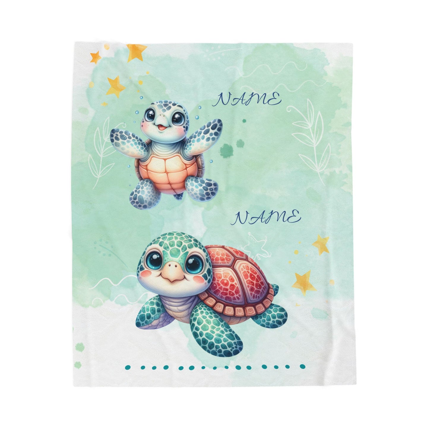 Personalized Turtle Plush Blanket, Baby Shower Gift, Nursery Decor, Soft Throw Blanket, Birthday Present