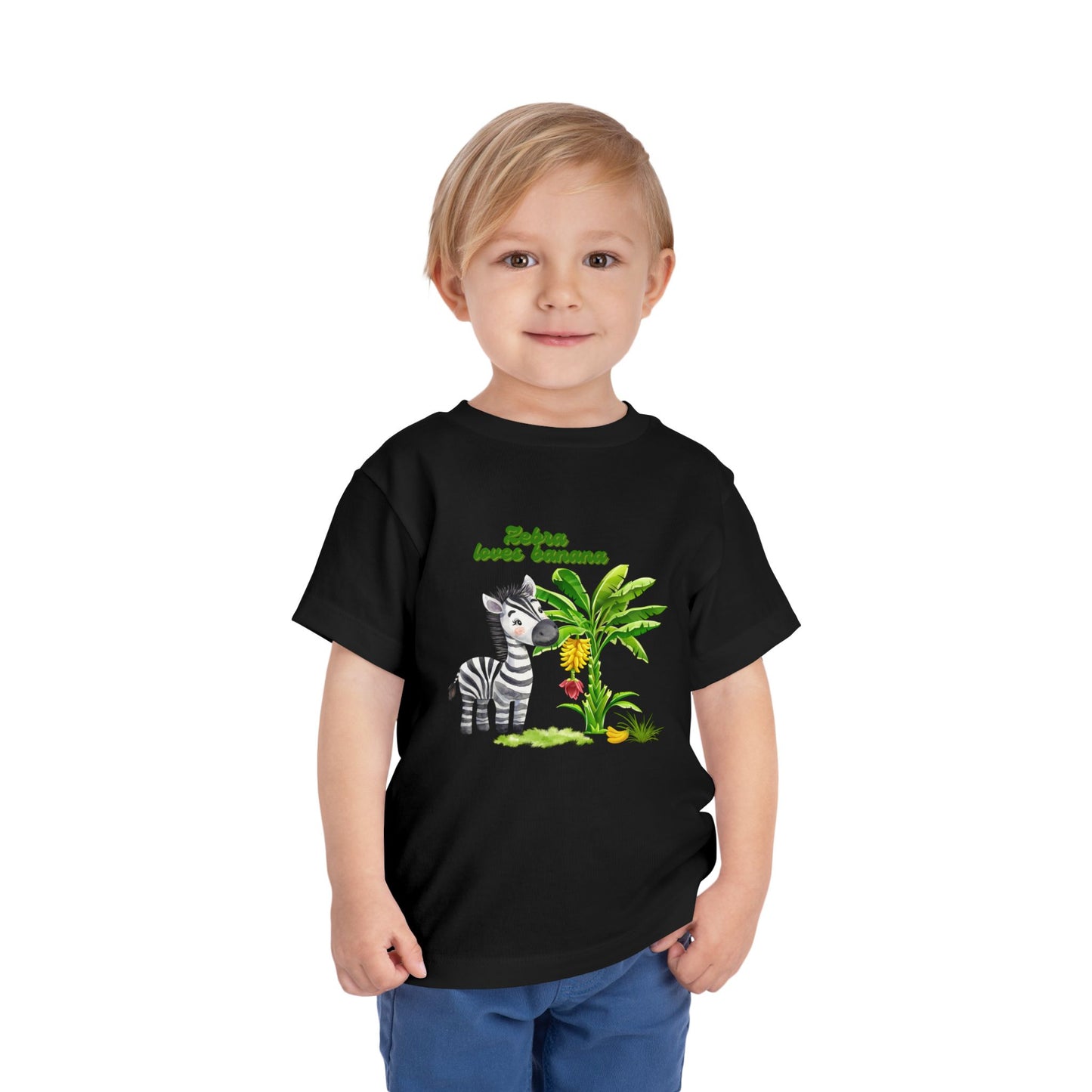 Cute Zebra Loves Bananas Toddler Tee, Kids Animal Birthday Gift, Playful Summer Wear, Fun Graphic T-Shirt, Adorable Toddler Apparel