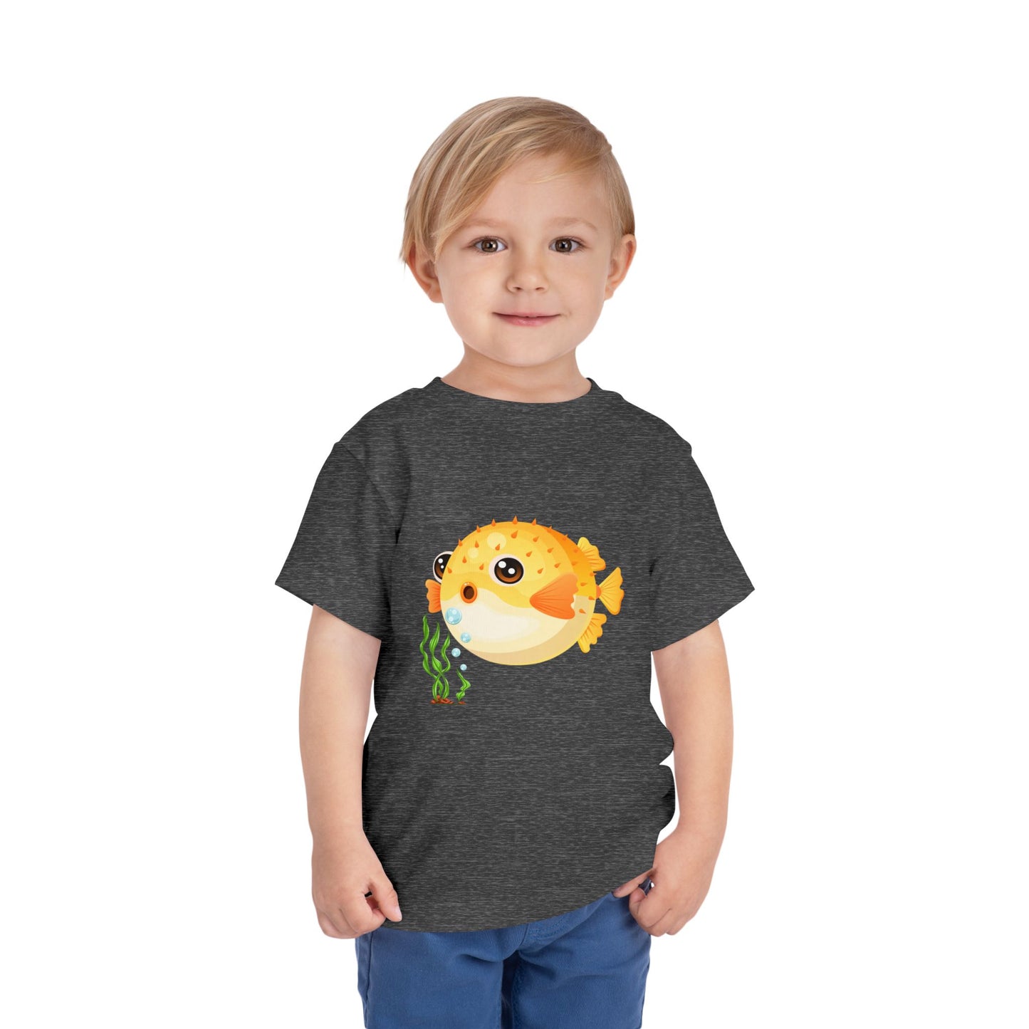 Cute Pufferfish Toddler Tee, Fun Kids T-Shirt, Beach Day Outfit, Summer Fun Apparel, Marine Life Tee
