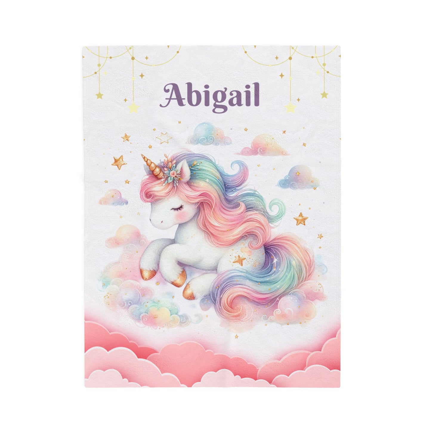 Unicorn Dream Velveteen Blanket, Personalized Cozy Blanket, Baby Shower Gift, Kids Room Decor, Magical Unicorn Gift