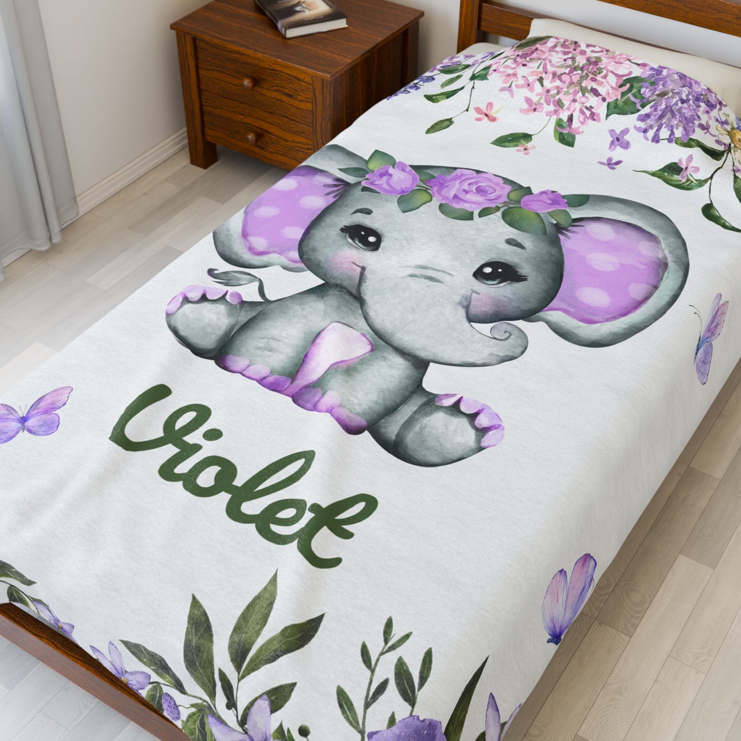 Adorable Elephant Plush Blanket for Kids, Personalized Baby Blanket, Nursery Decor, Soft Comfy Gifts, Toddler Comforter