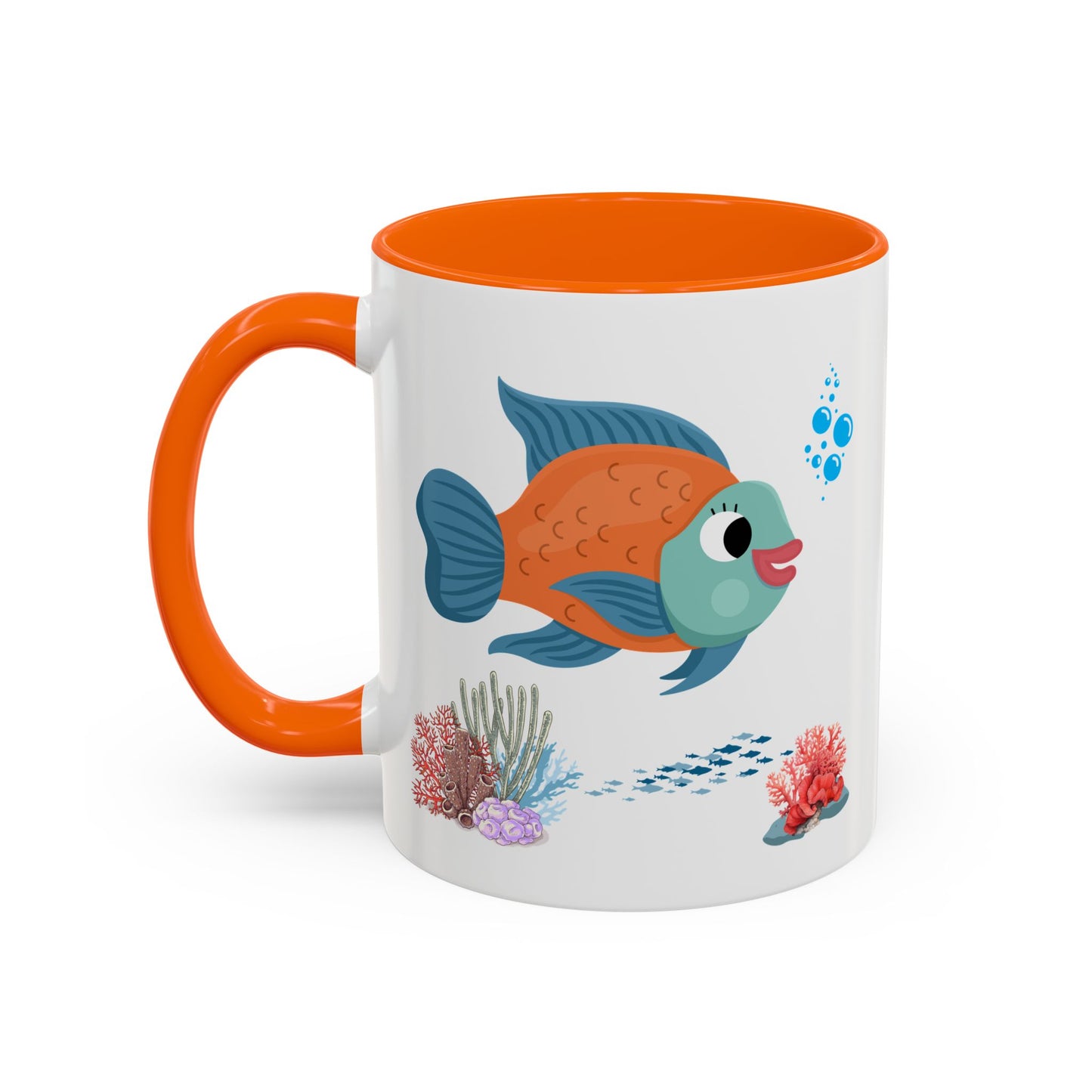 Orange and blue fish with coral and bubble Coffee Mug