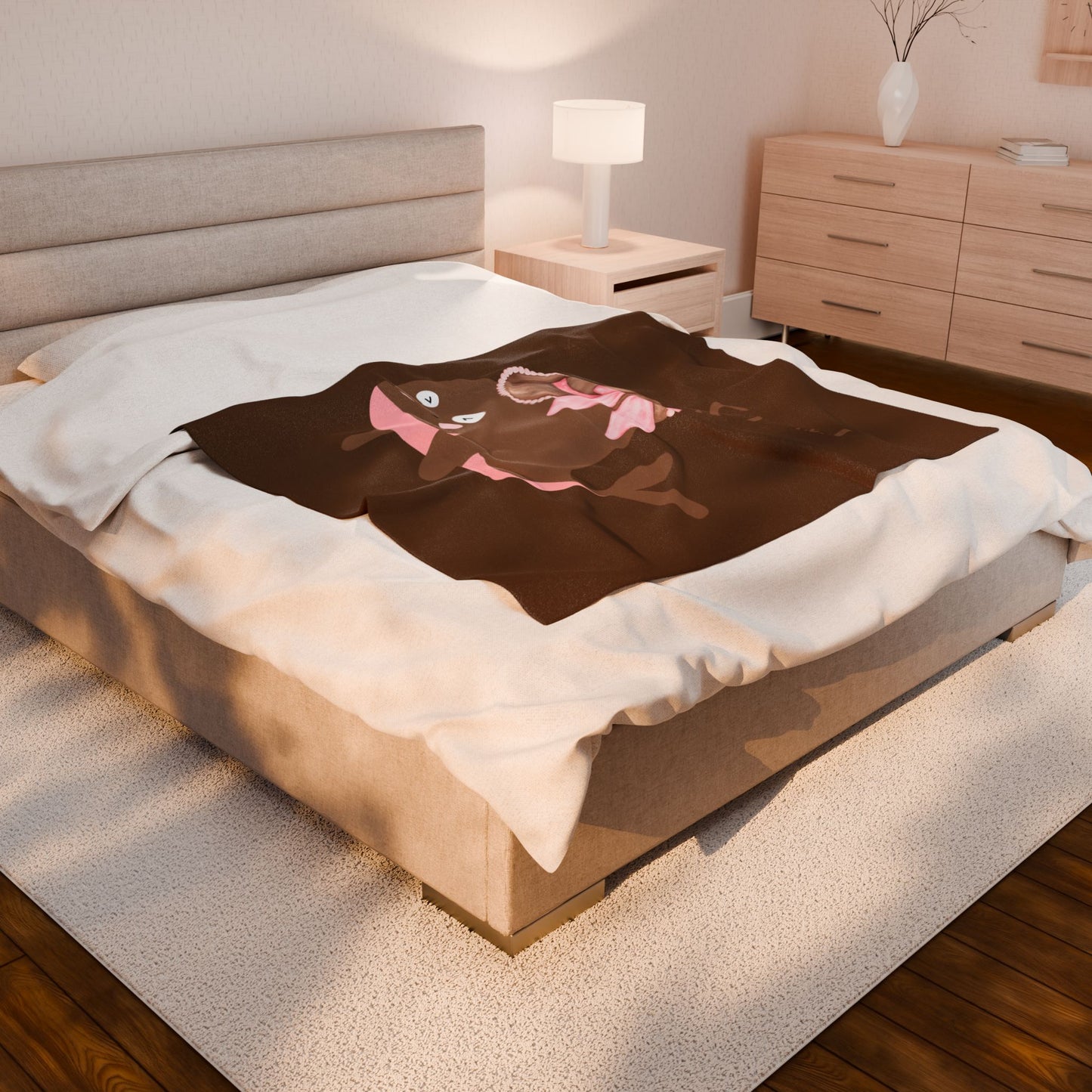 Whale wearing a cowboy hat with a pink bow Velveteen Plush Blanket