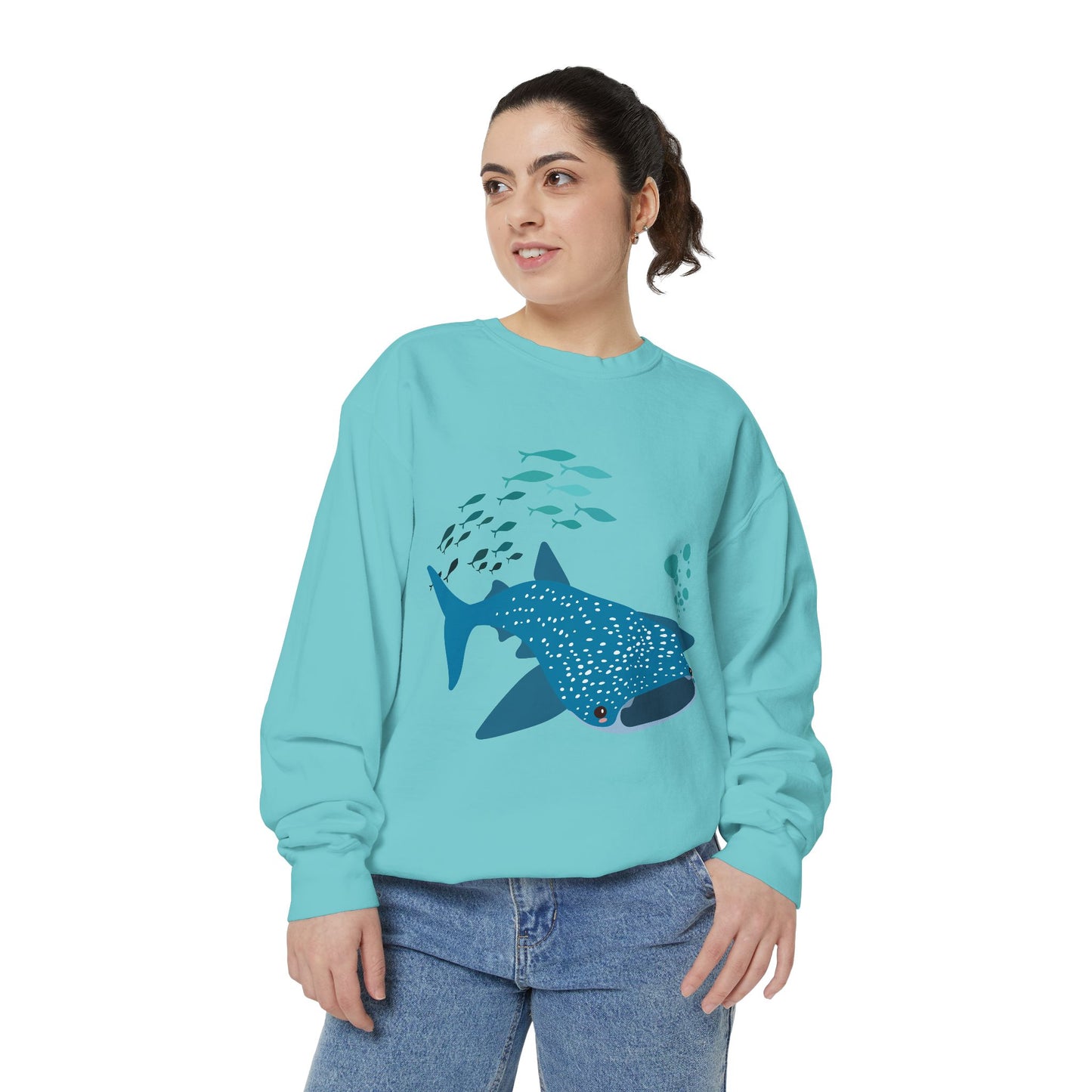 Whale Shark school of fish and buddles Unisex Garment-Dyed Sweatshirt