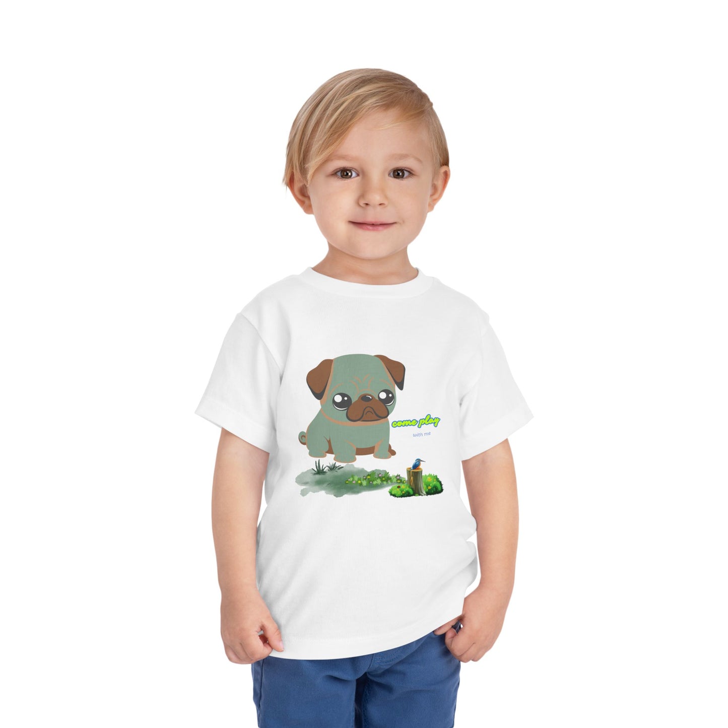 Cute Pug Toddler Tee, Adorable Dog Shirt, Kids Animal Tee, Gift for Dog Lovers, Cute Toddler Clothing, Playful Summer Outfit