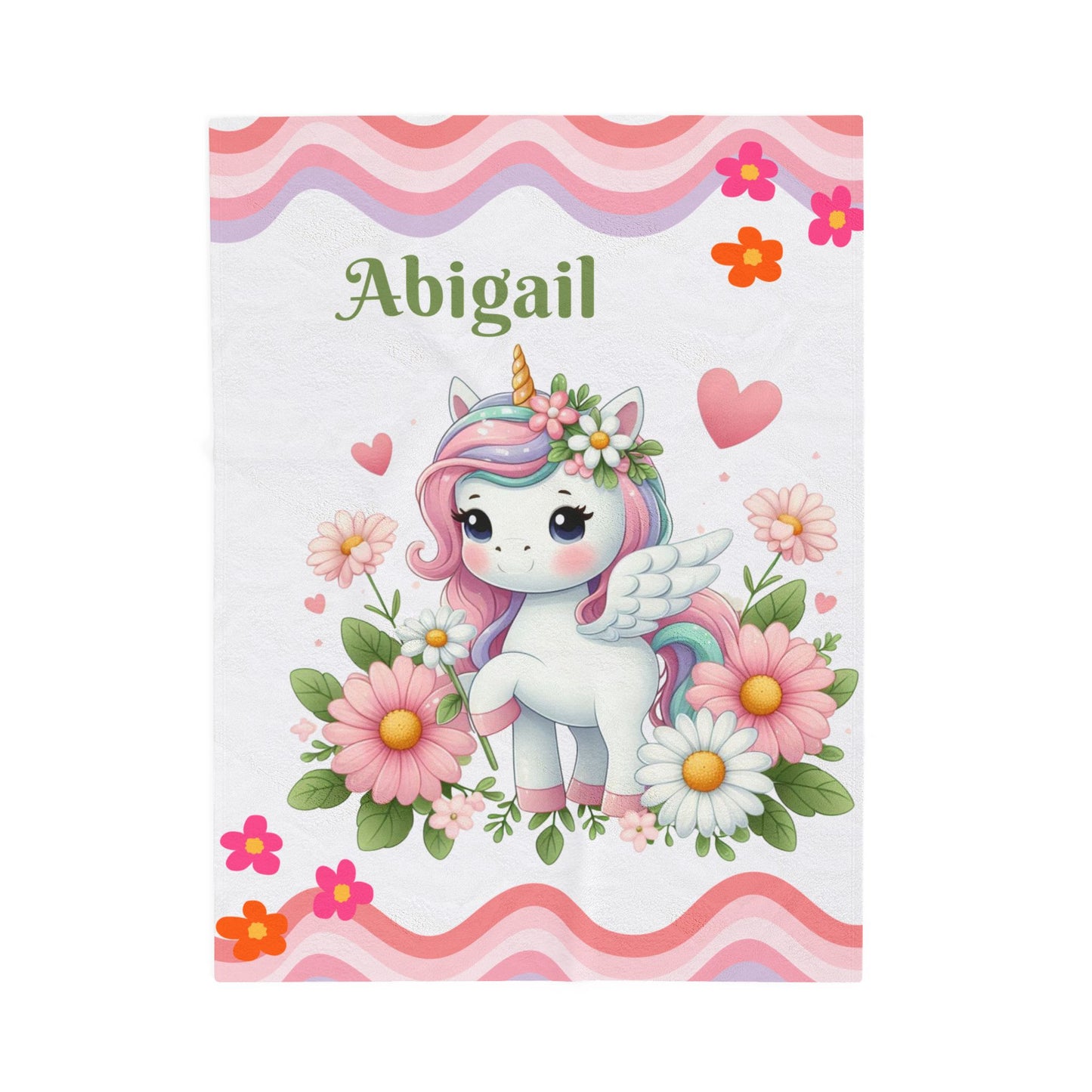 Personalized Unicorn Velveteen Plush Blanket, Cozy Kids Gift, Magical Nursery Decor, Cute Baby Blanket, Birthday and Holiday Present