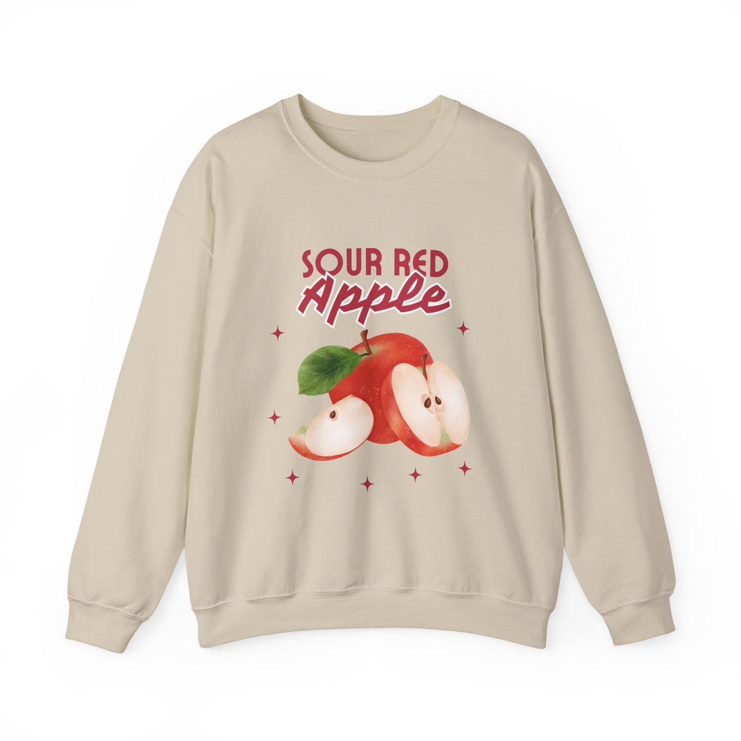 Sour Red Apple Sweatshirt, Cozy Crewneck, Unisex Apparel, Cute Fruit Design, Perfect Gift for Apple Lovers, Autumn Fashion