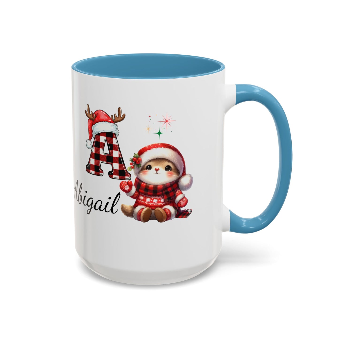 Festive Personalized Coffee Mug, Holiday Gift for Coffee Lovers, Custom Name Mug, Cute Animal Design, Perfect for Christmas