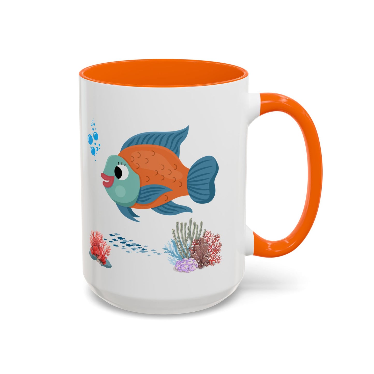 Orange and blue fish with coral and bubble Coffee Mug