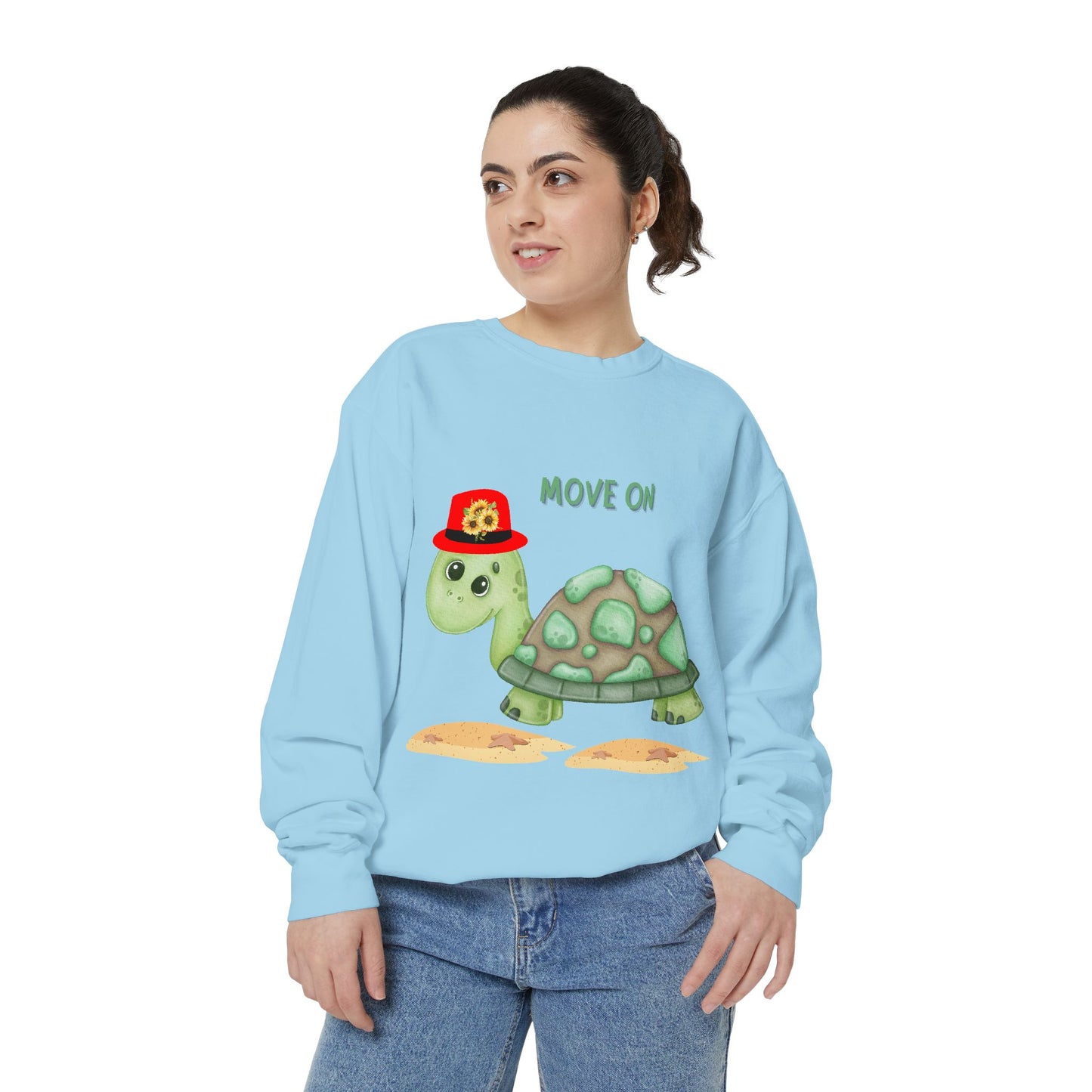 Turtle with a sunflower hat Unisex Garment-Dyed Sweatshirt