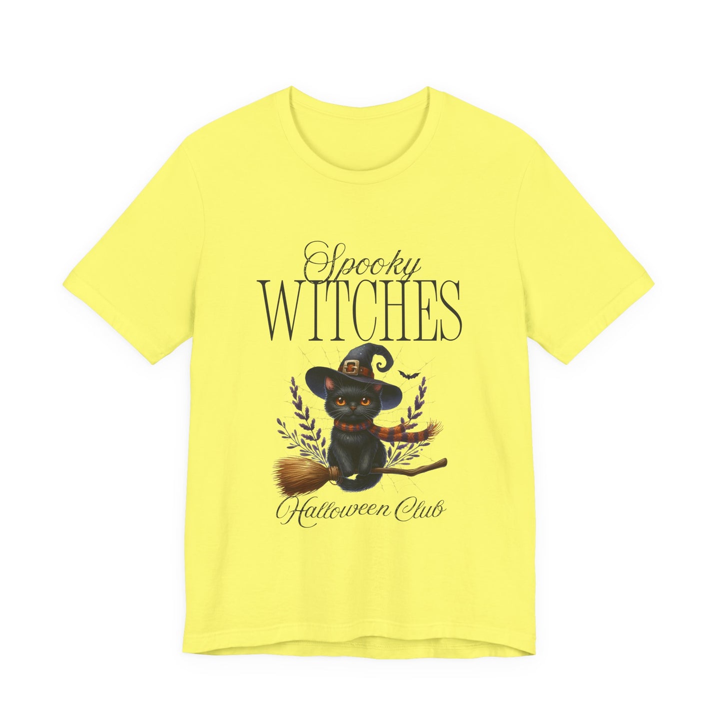Spooky Witches Halloween Tee, Unisex Short Sleeve Shirt, Witch T-Shirt, Halloween Costume Top, Cat Lovers Gift, Fall Fashion